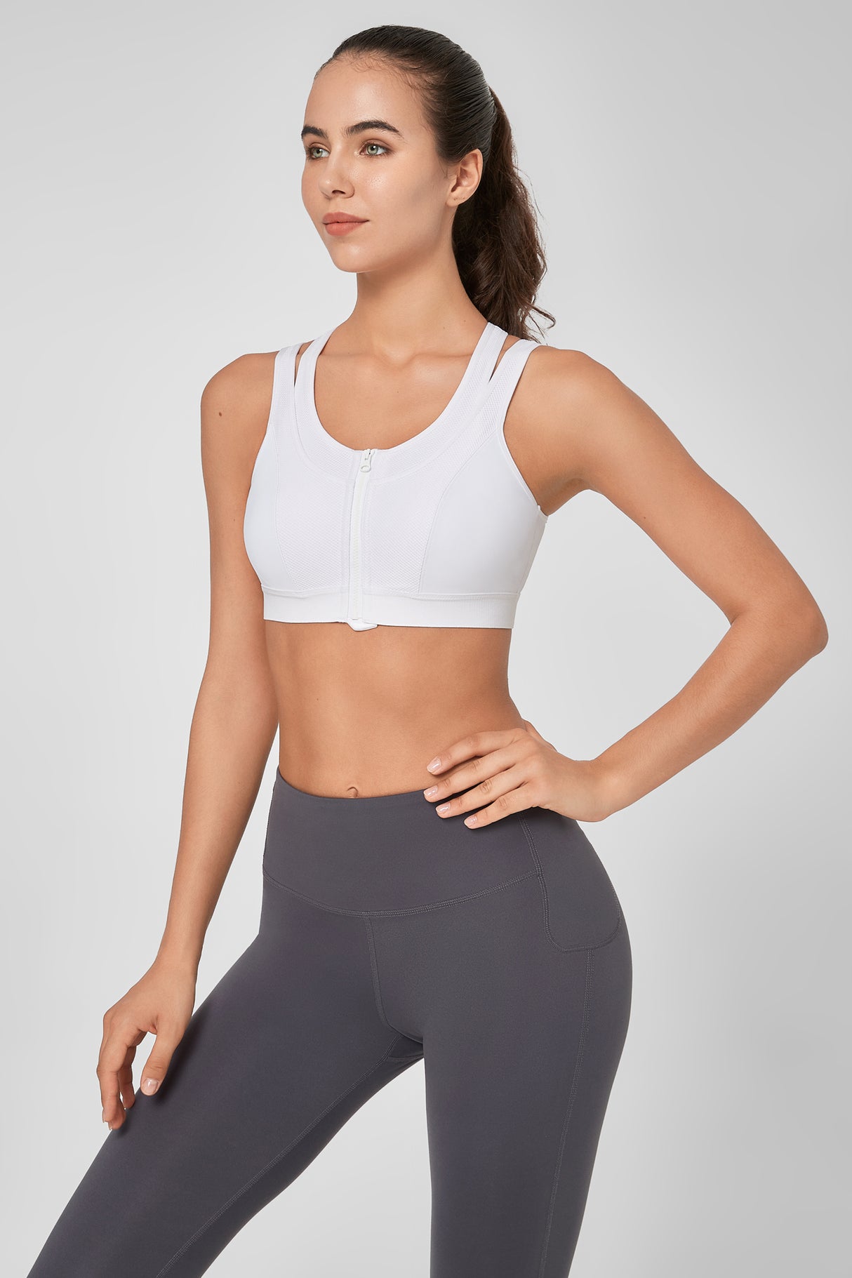 Reggiseno da corsa imbottito Enfold Zip Mesh Racerback | Reggiseno sportivo ad alto sostegno da donna