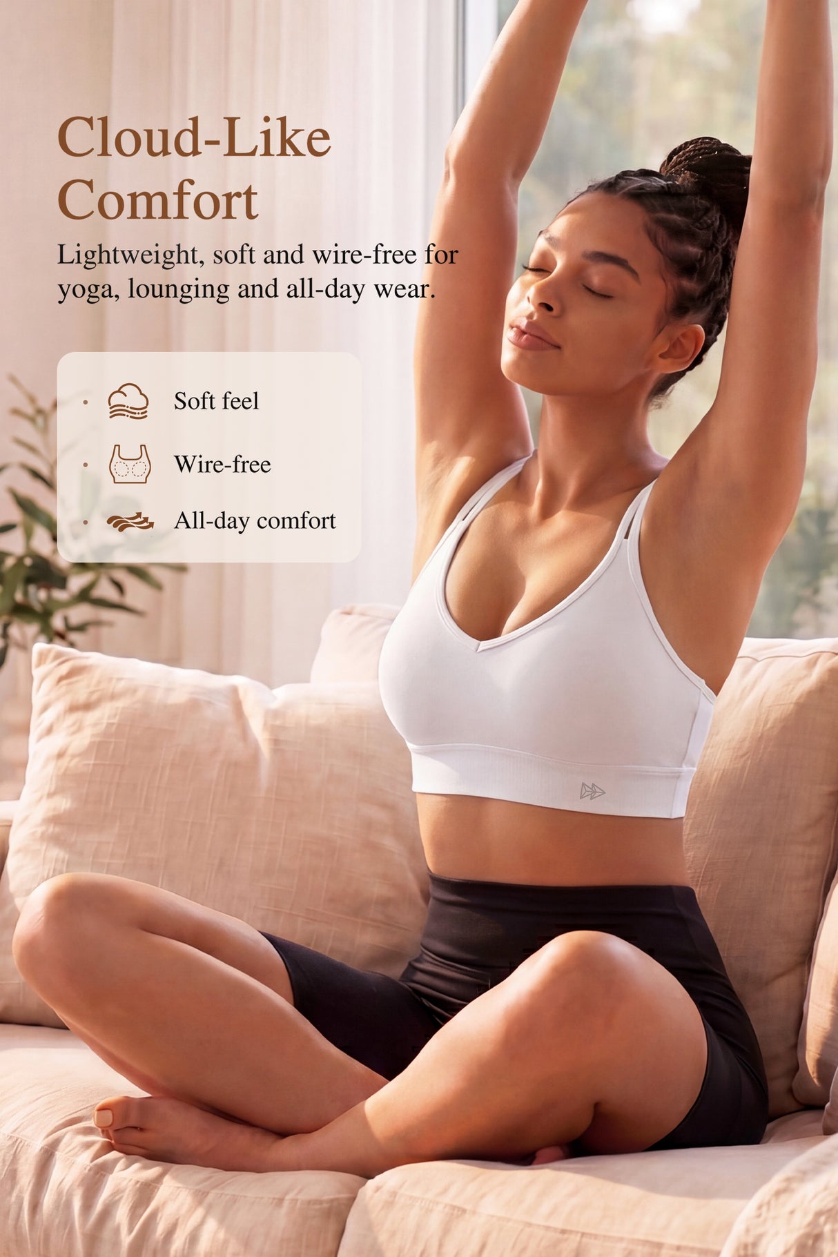 Reggiseno yoga Anywhere con scollo a V e rete a rombi | Reggiseno sportivo leggero da donna