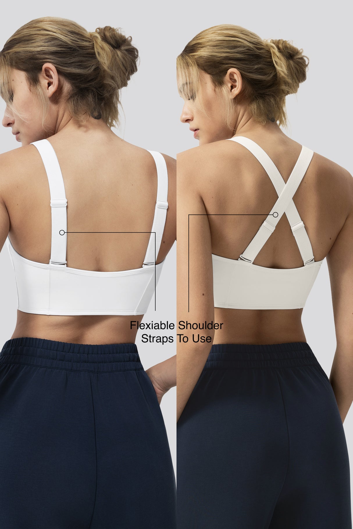 Justerbar sport-bh med Power Zip och framsida | Sport-bh med högt stöd för kvinnor