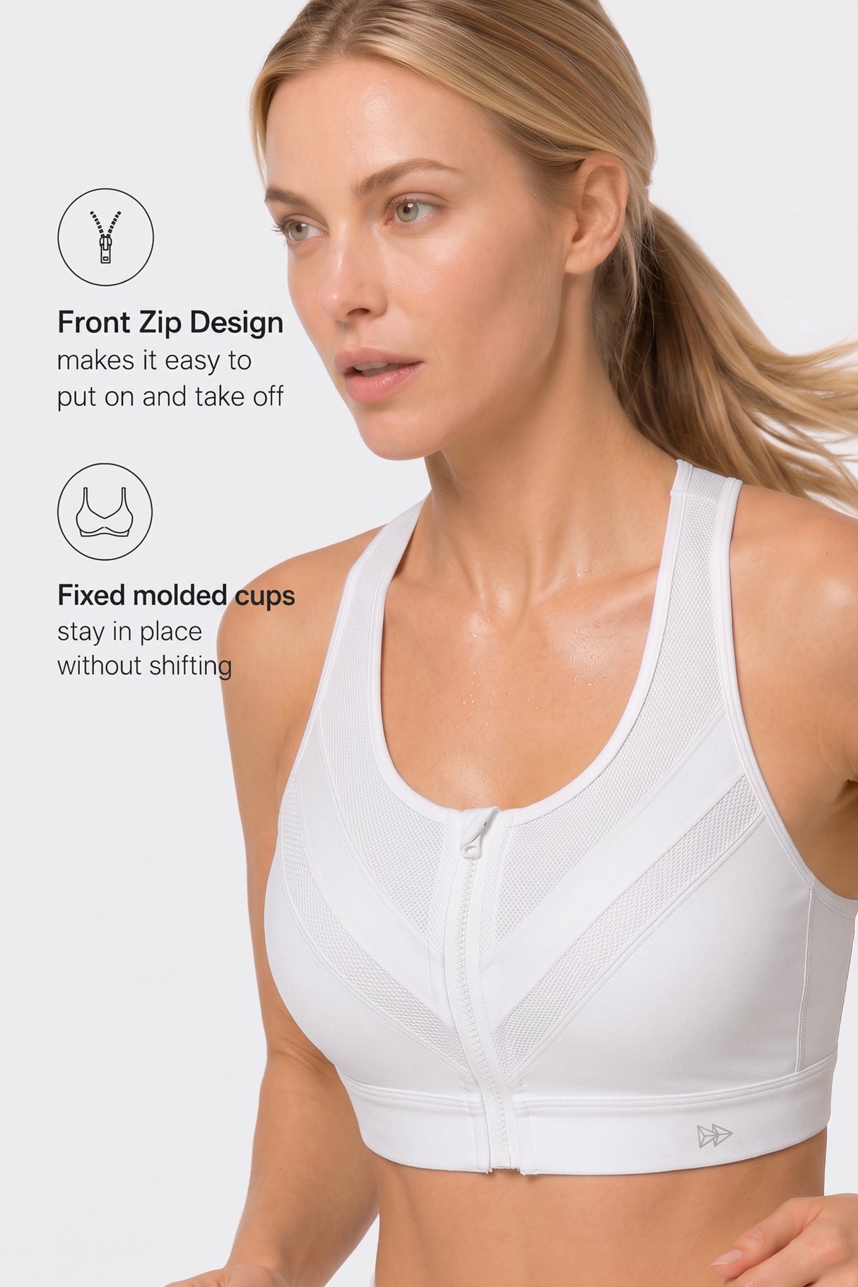Enfold™ Zip-Front Breathable Racerback High-Support Bra for Larger Busts | Women's High Support Sports Bra