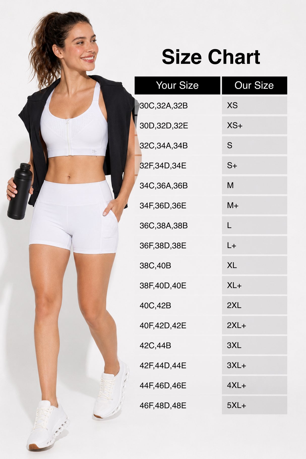 Reggiseno da corsa imbottito con spalline regolabili Power Zip | Reggiseno sportivo ad alto sostegno da donna