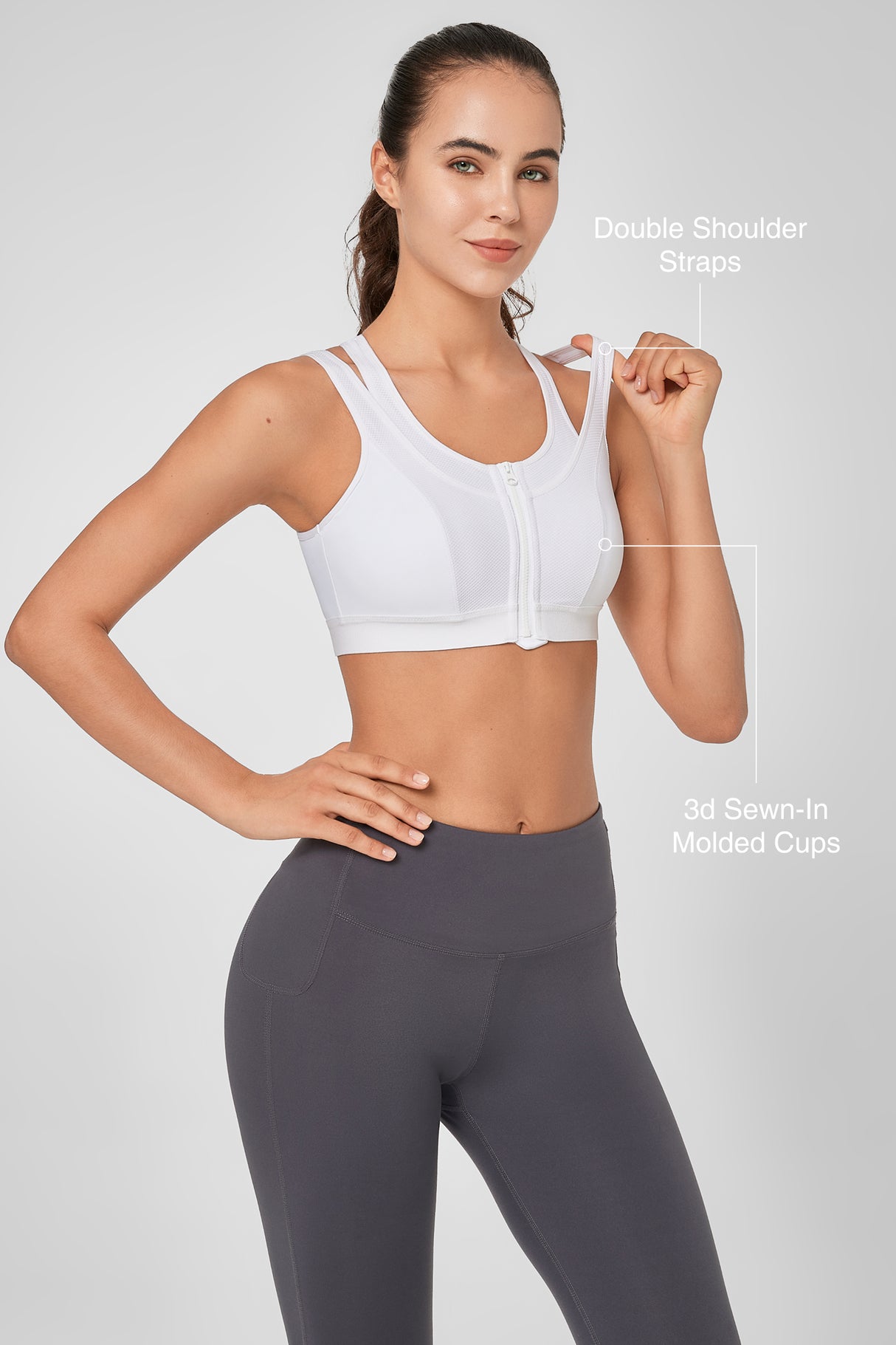 Reggiseno da corsa imbottito Enfold Zip Mesh Racerback | Reggiseno sportivo ad alto sostegno da donna