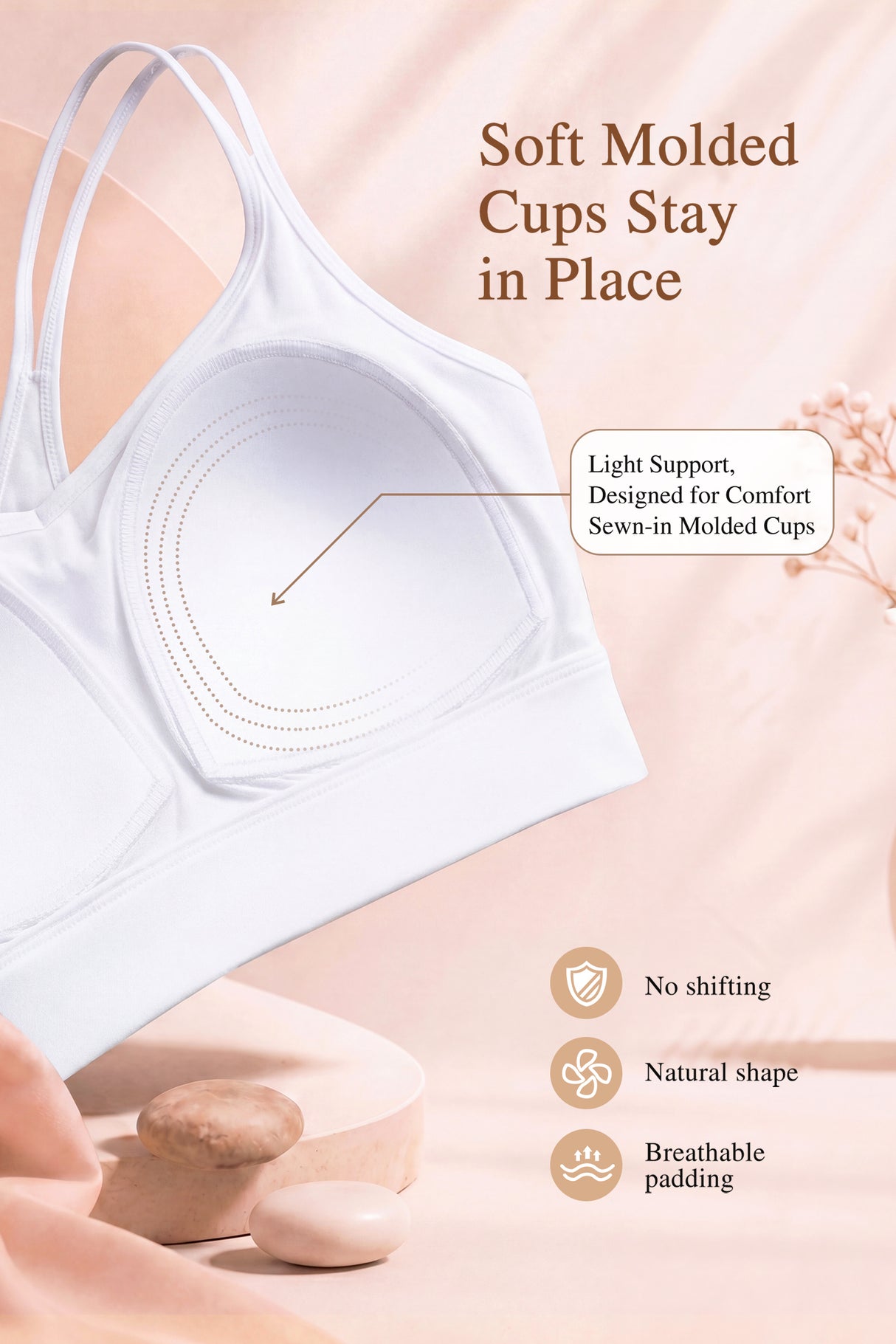 Reggiseno yoga Anywhere con scollo a V e rete a rombi | Reggiseno sportivo leggero da donna