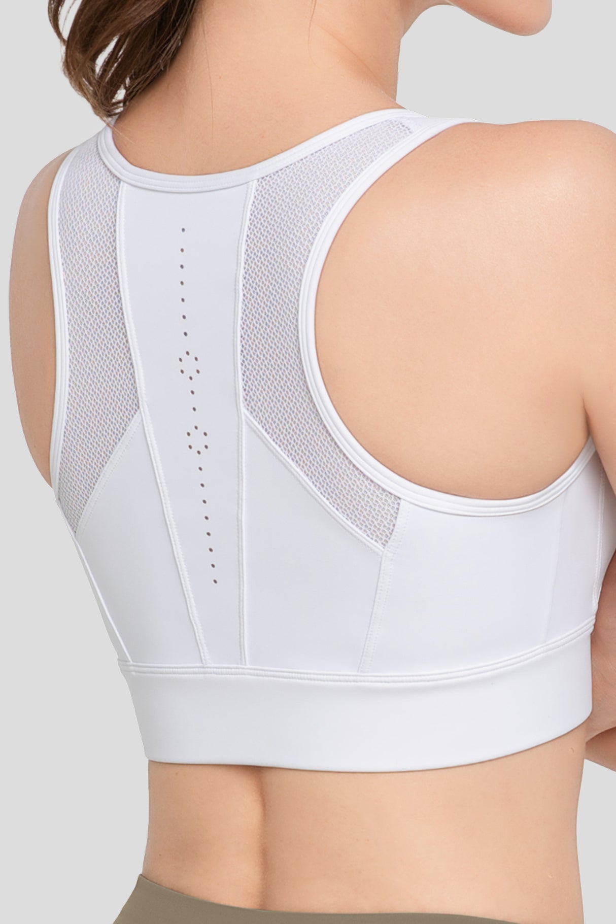 Reggiseno da corsa imbottito traspirante perforato con cerniera frontale Echo | Reggiseno sportivo ad alto sostegno da donna