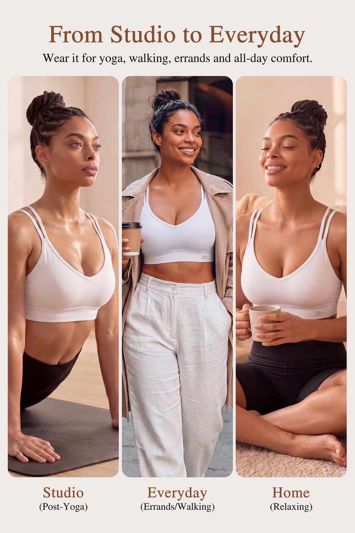 Reggiseno yoga Anywhere con scollo a V e rete a rombi | Reggiseno sportivo leggero da donna