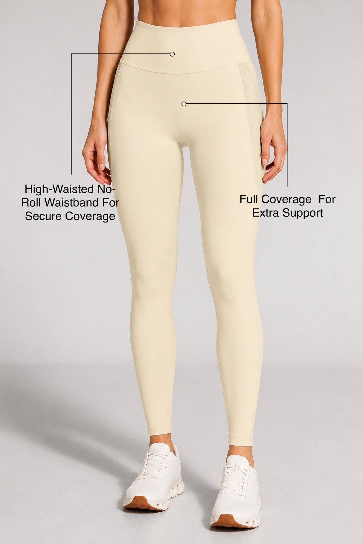 Power™ High Rise No Front Seam Breathable Mesh Running Leggings 25 Inches | Women's High Support Leggings