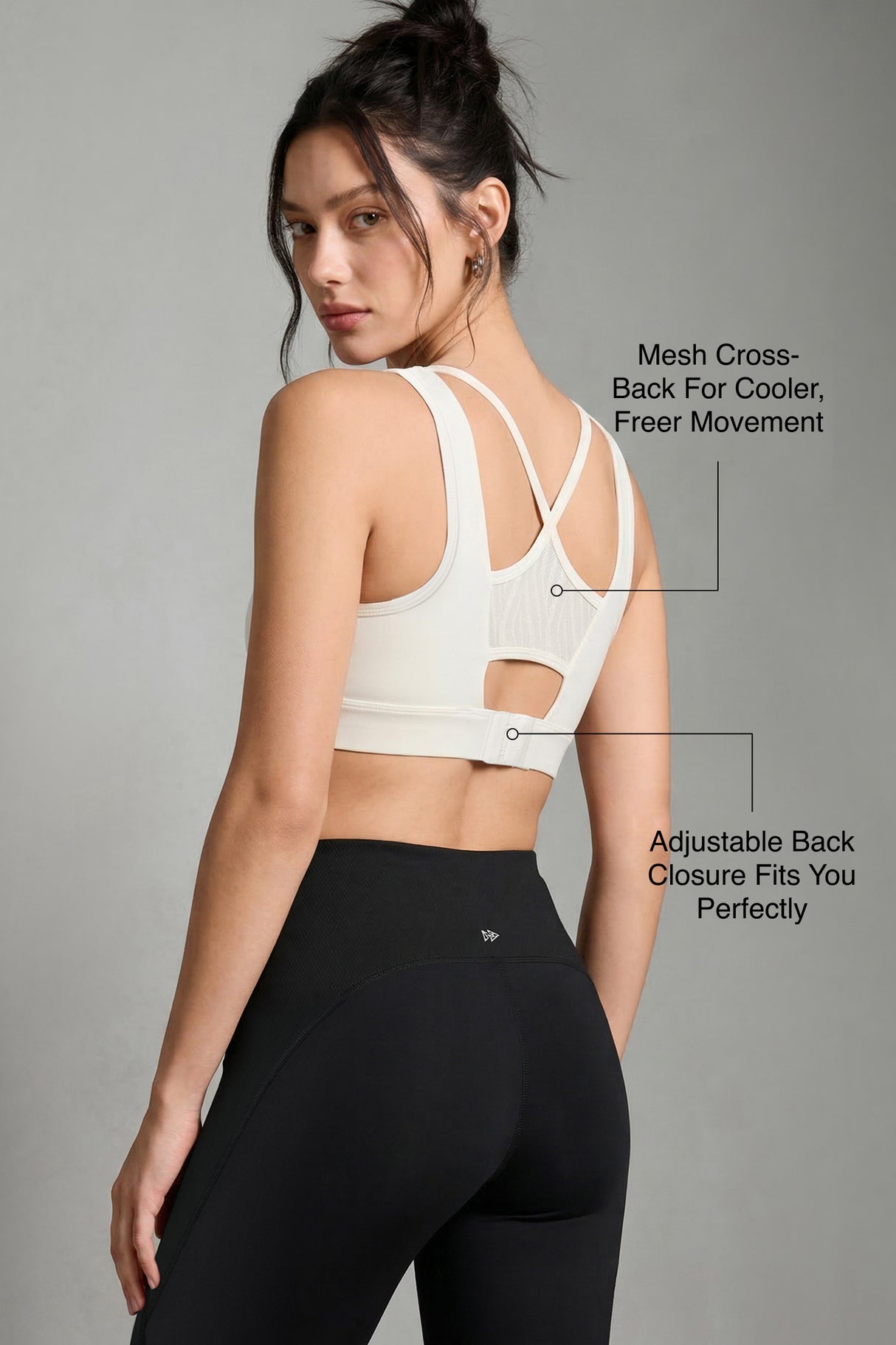 Echo™ Crossback Breathable Mesh With Adjustable Hook Medium Support Sports Bra | Women's Medium Support Sports Bra Best For Yoga, HIIT