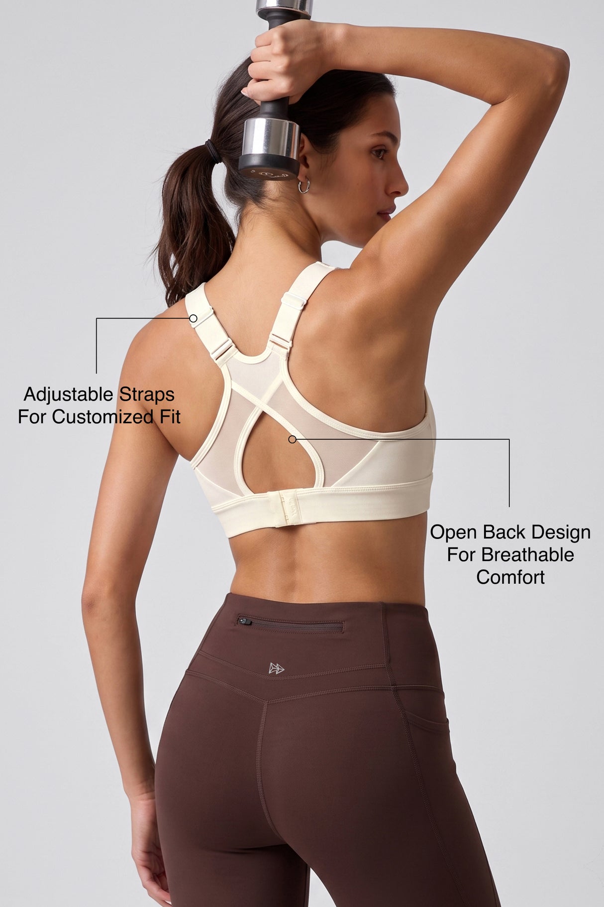 Shift™ Adjustable Straps Breathable Mesh High Support Sports Bra | High Support Bra With Adjustable Bounce-Control Support for Running, HIIT & Training
