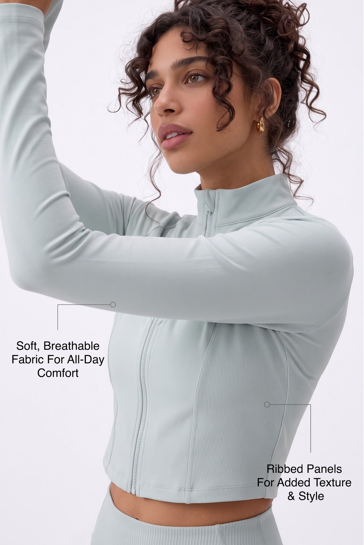 Anywhere™ Cropped Mock Neck Zip-Up Jacket | Women's Light Support Jackets
