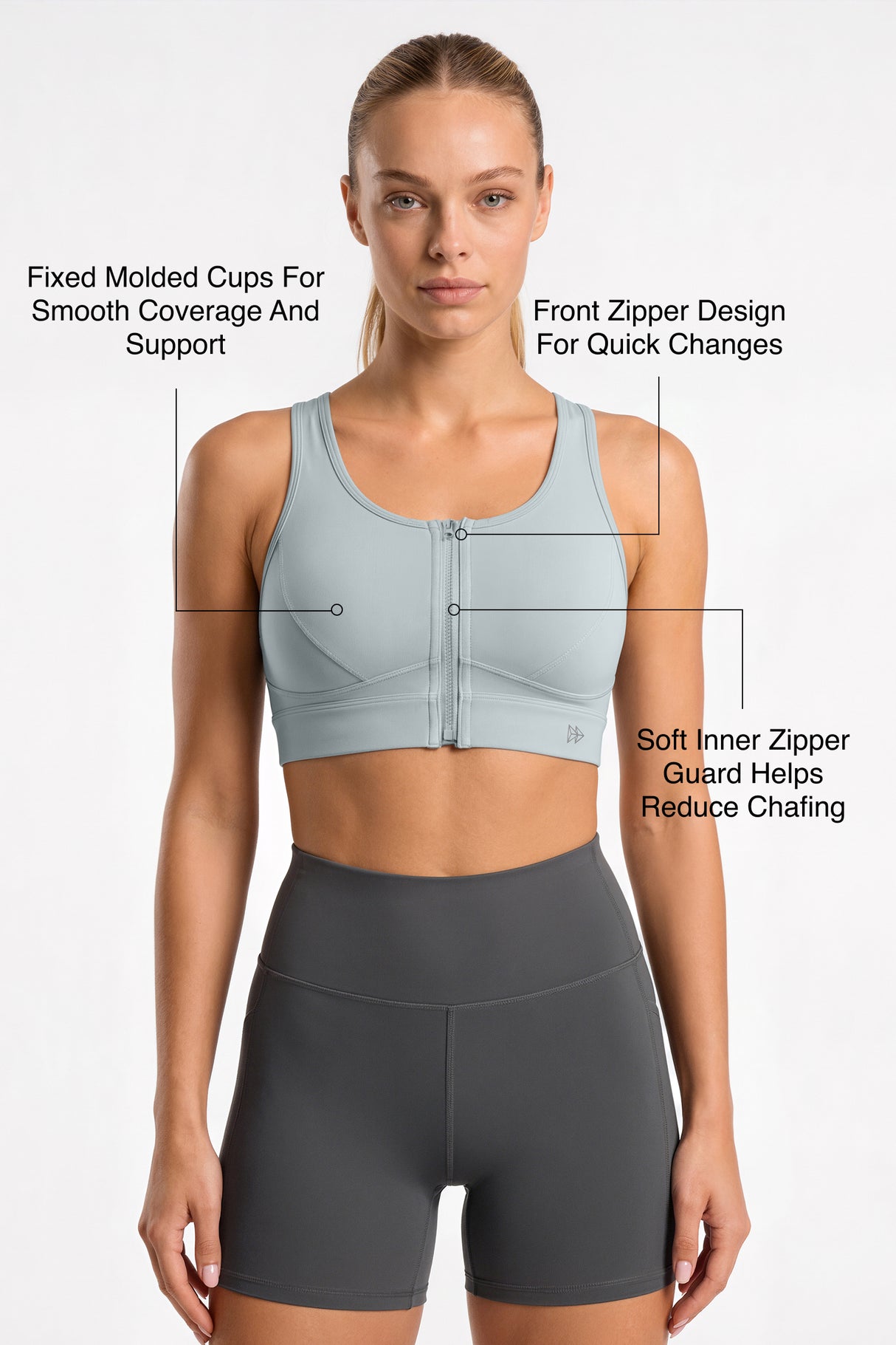 Power™ Zip Front Air Flow Back Full Coverage High Support Sports Bra | Women's High Support Sports Bra