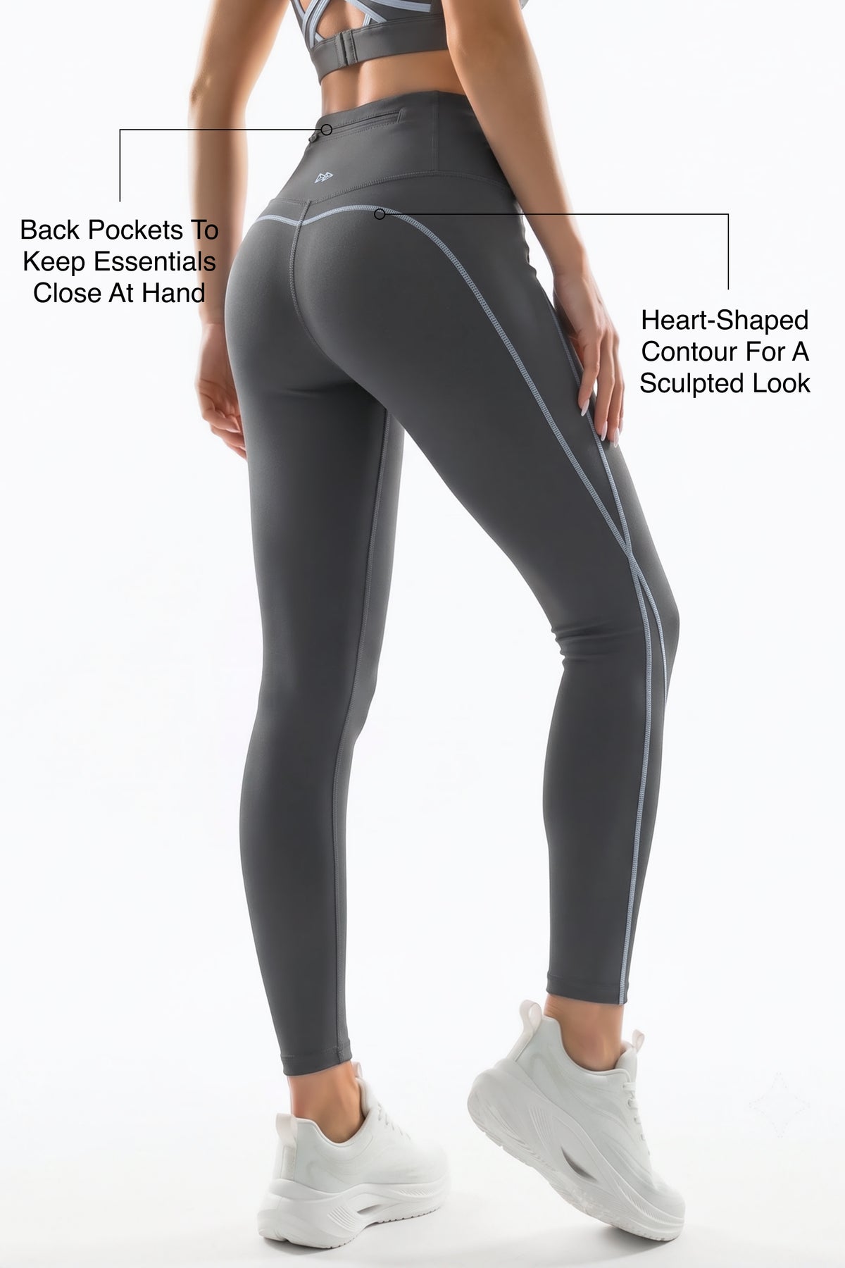 Power™ Contrast Stitch No Front Seam Sports Leggings | Women's High Support Leggings
