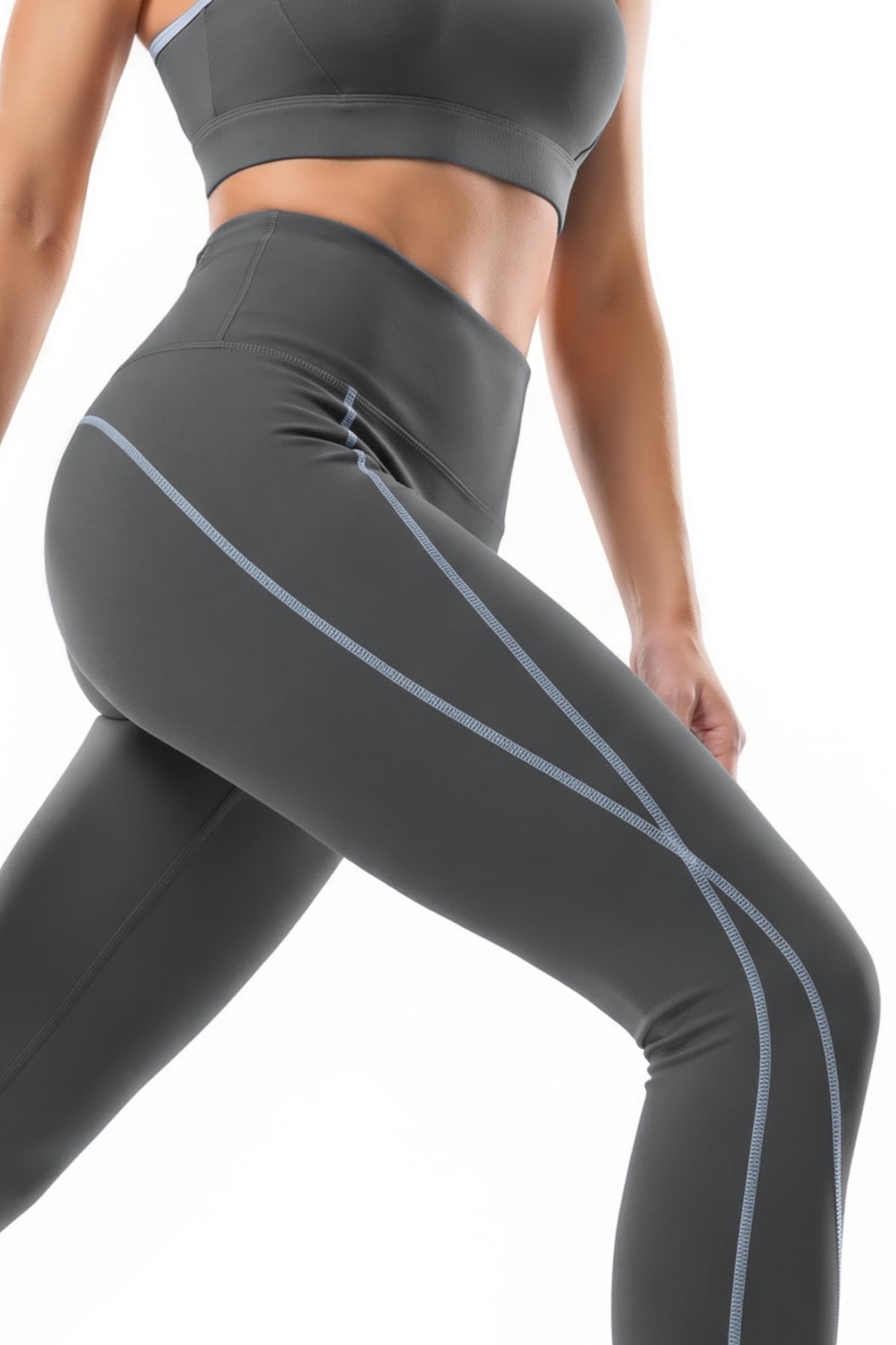 Power™ Contrast Stitch No Front Seam Sports Leggings | Women's High Support Leggings