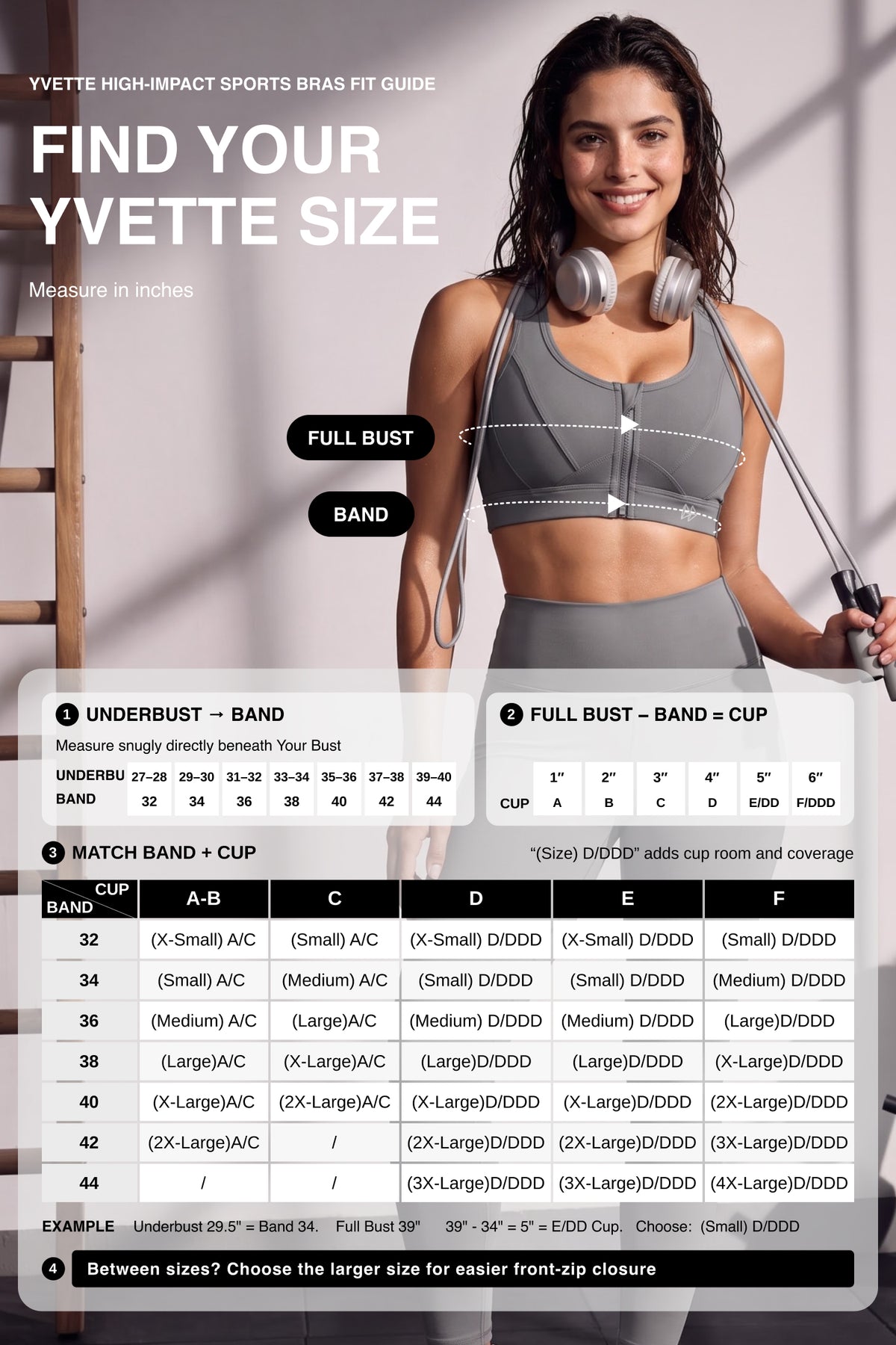 Reggiseno da corsa imbottito con schiena incrociata in rete e cerniera frontale Enfold | Reggiseno sportivo ad alto sostegno da donna