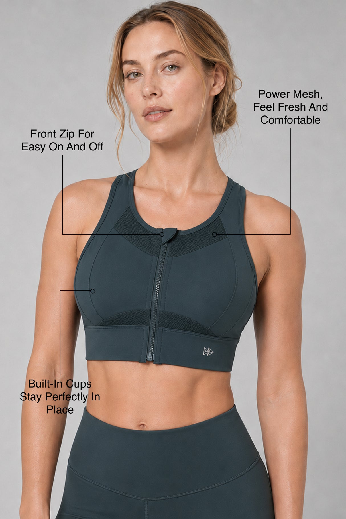 Sculpt™ Zip Front Breathable Racerback High Support Running Bra | Women's High Support Sports Bra