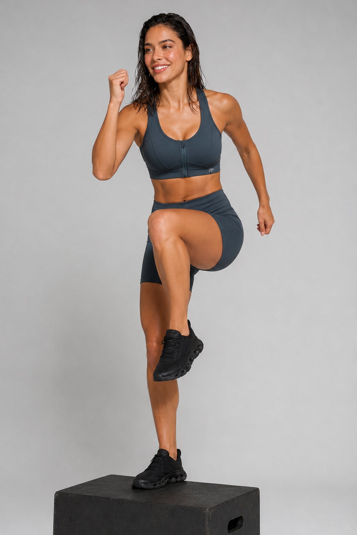 Enfold™ Zip Front Breathable Racerback High Impact Running Bra | Women's High Support Sports Bra