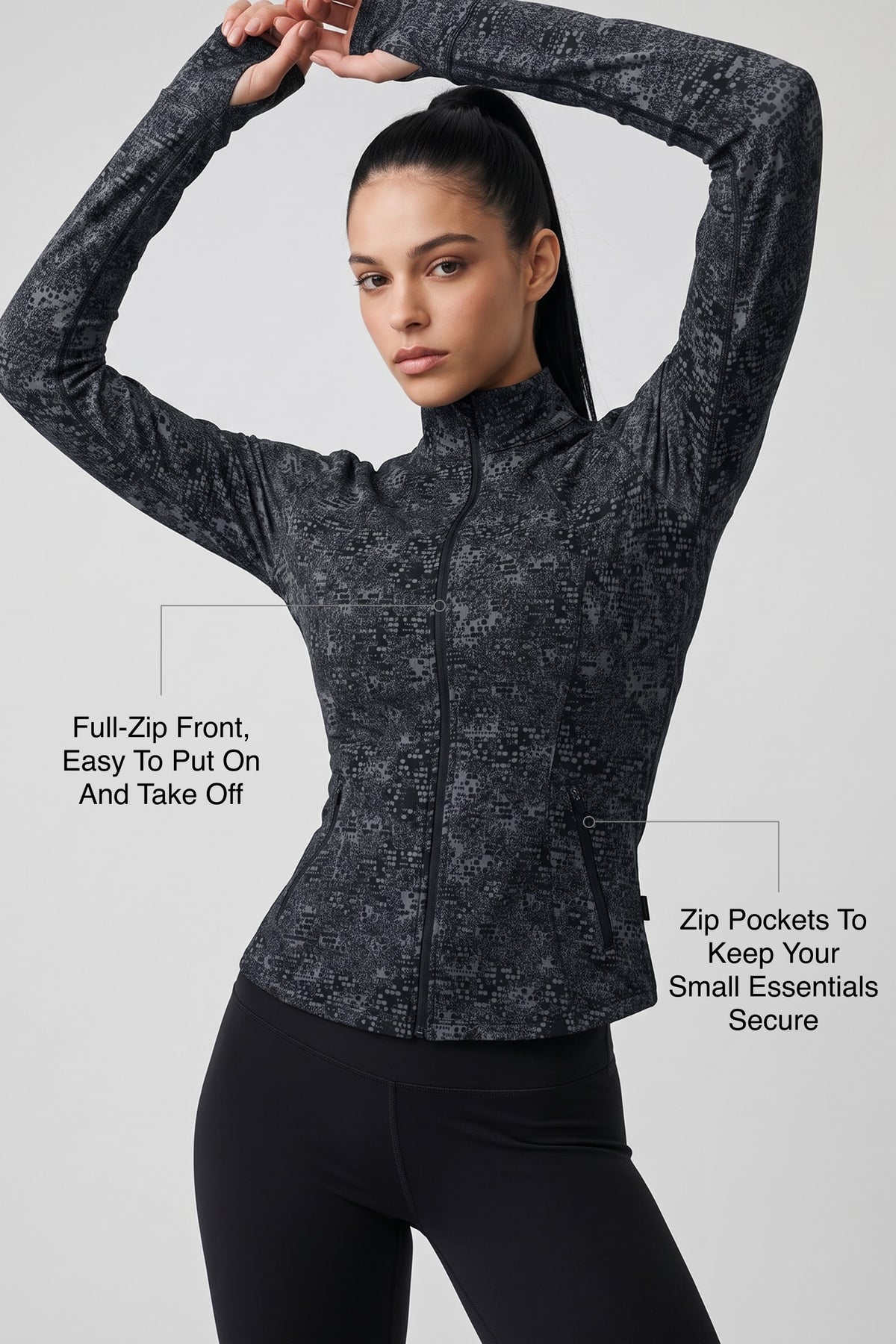 Anywhere™ Slim-Fit Printed Track Jacket with Zip Pockets | Women's Sports Jacket