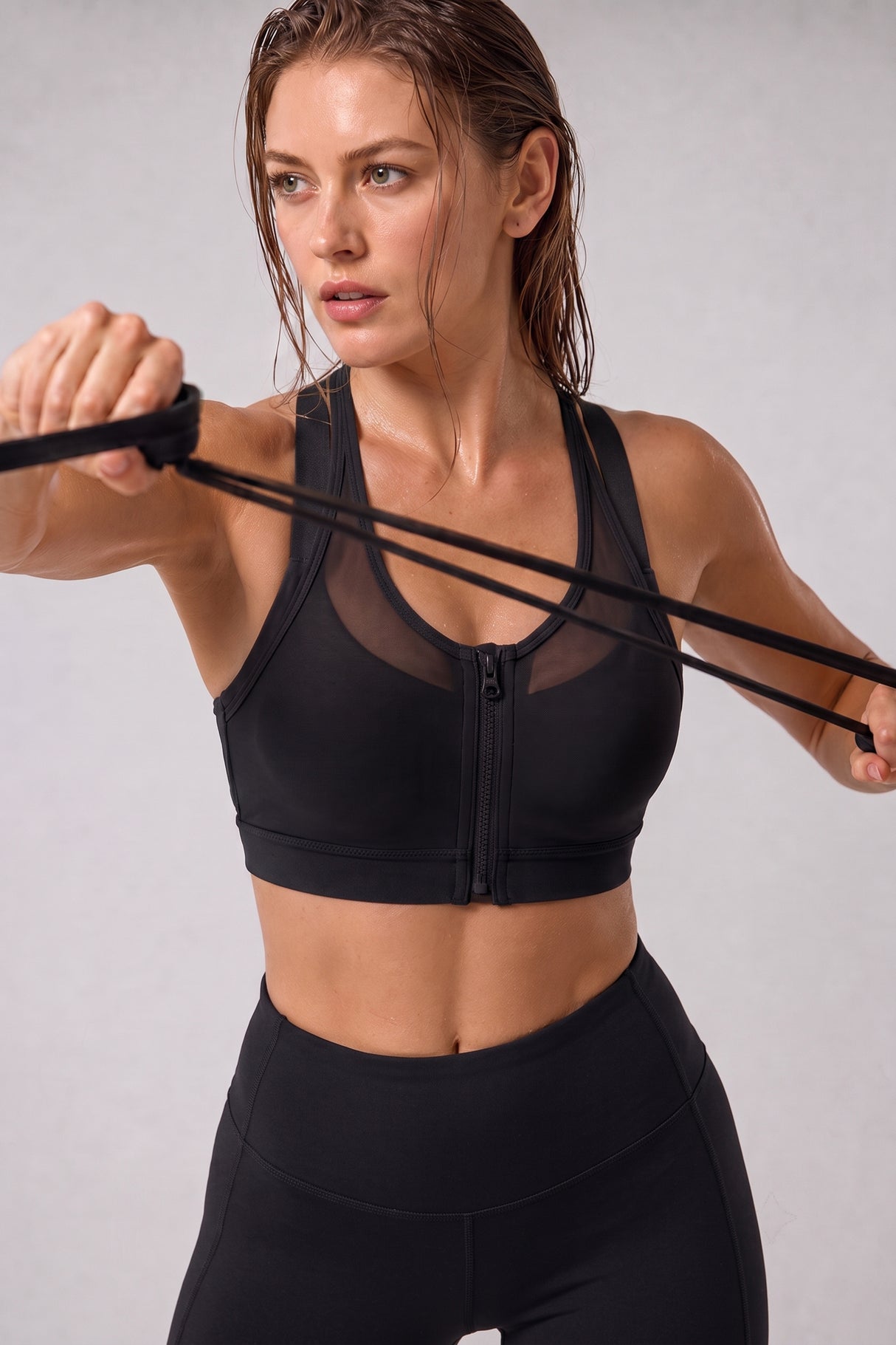 Power™ Zip Front Breathable Full-Coverage Running Bra | Women's High Support Sports Bra