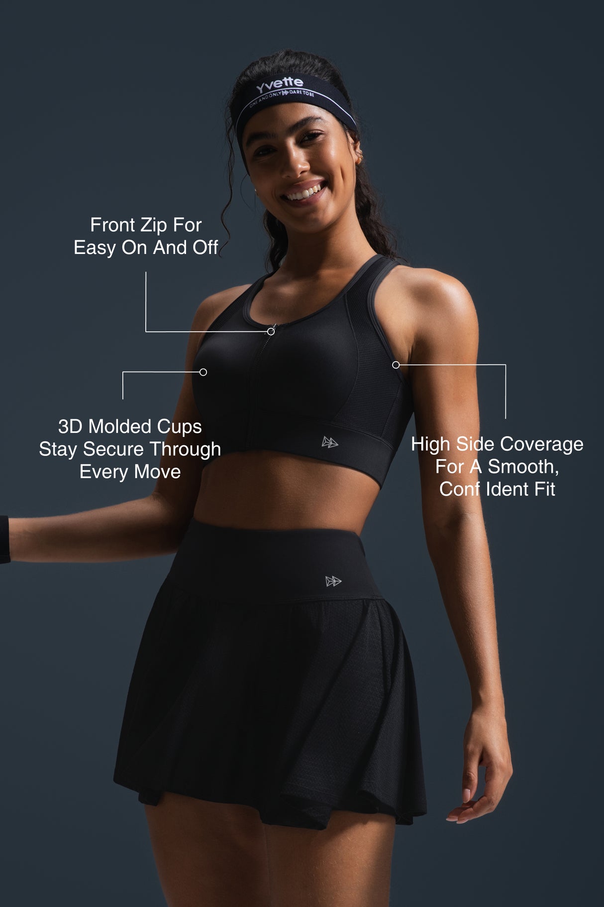 Enfold Zip Front Racerback Vadderad Löpar-BH | Sport-BH med Högt Stöd för Damer