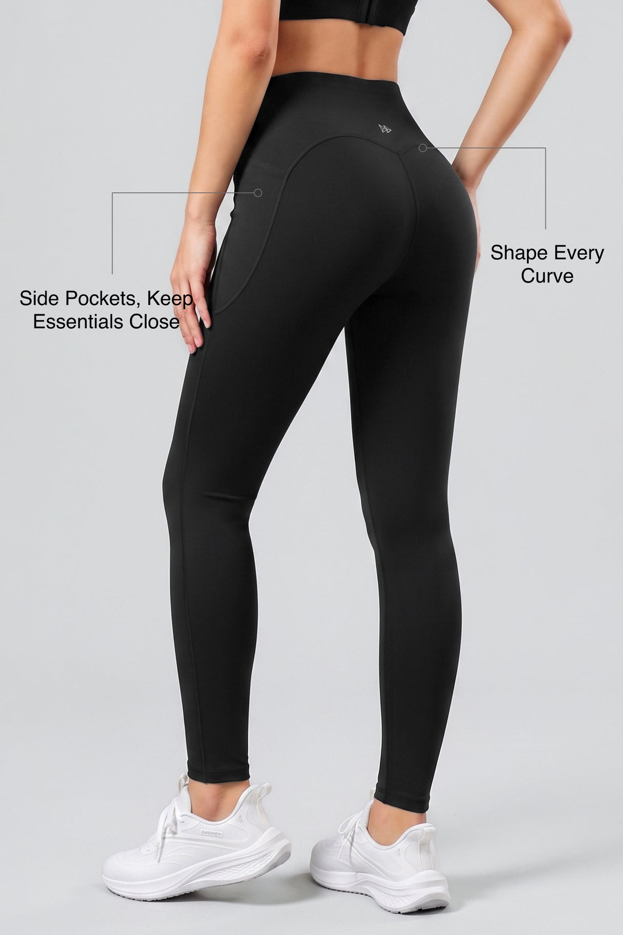 Power High Rise Supportive No Front Seam Pockets Curve Sports Leggings 27 Inch | Women's High Support Leggings