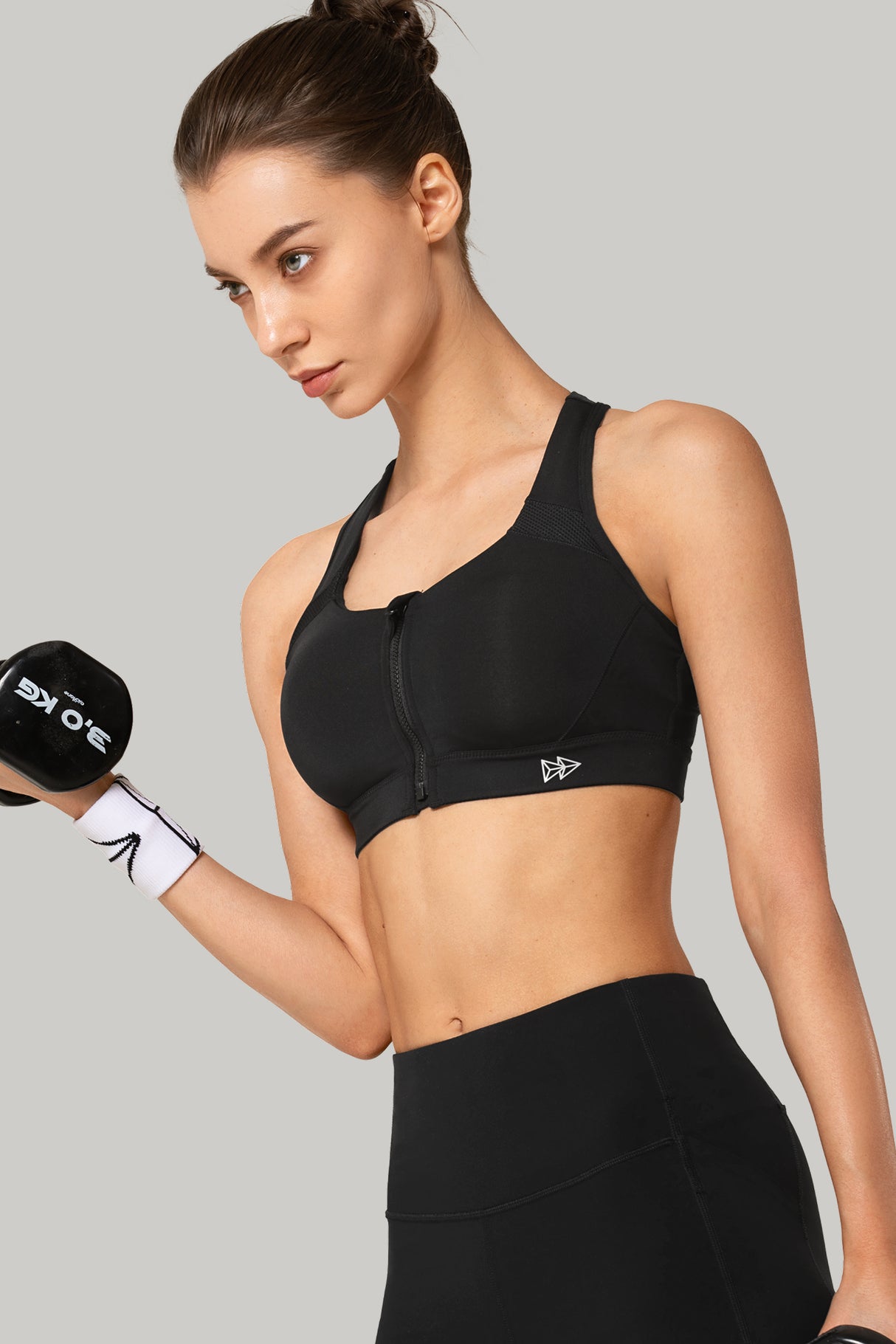 Enfold Zip Front Vadderad Löpar-BH | Sport-BH med Högt Stöd för Damer