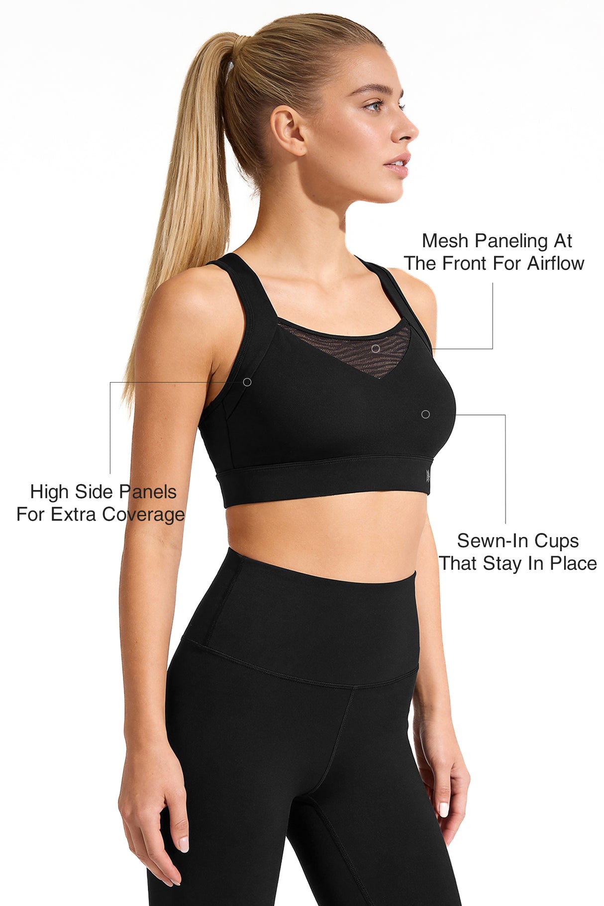 Power™ Racerback Breathable Full-Coverage Sports Bra | High-Impact Support for Running, Gym & Training