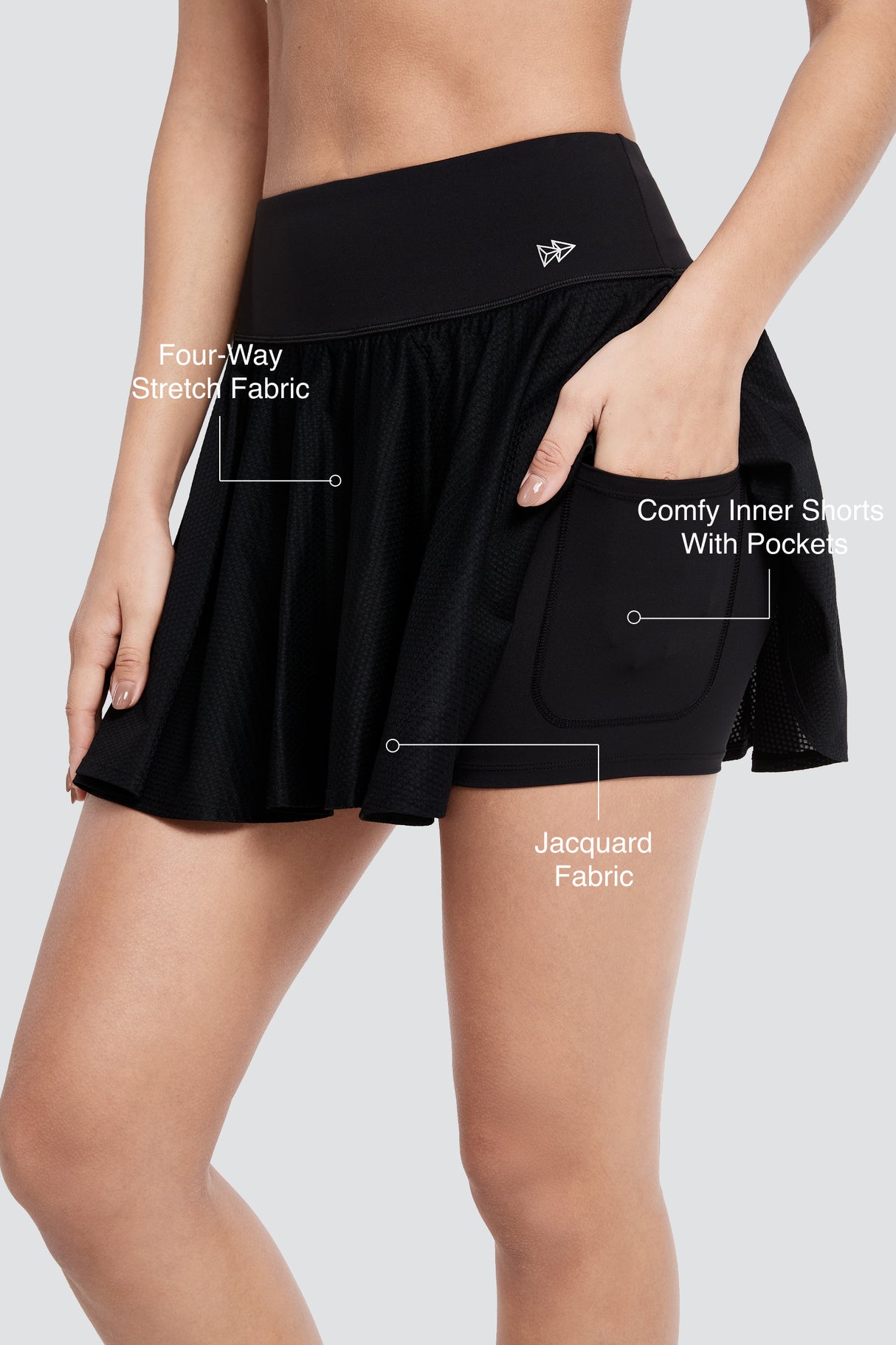 Falda de tenis con bolsillos de malla esculpida | Falda deportiva para mujer