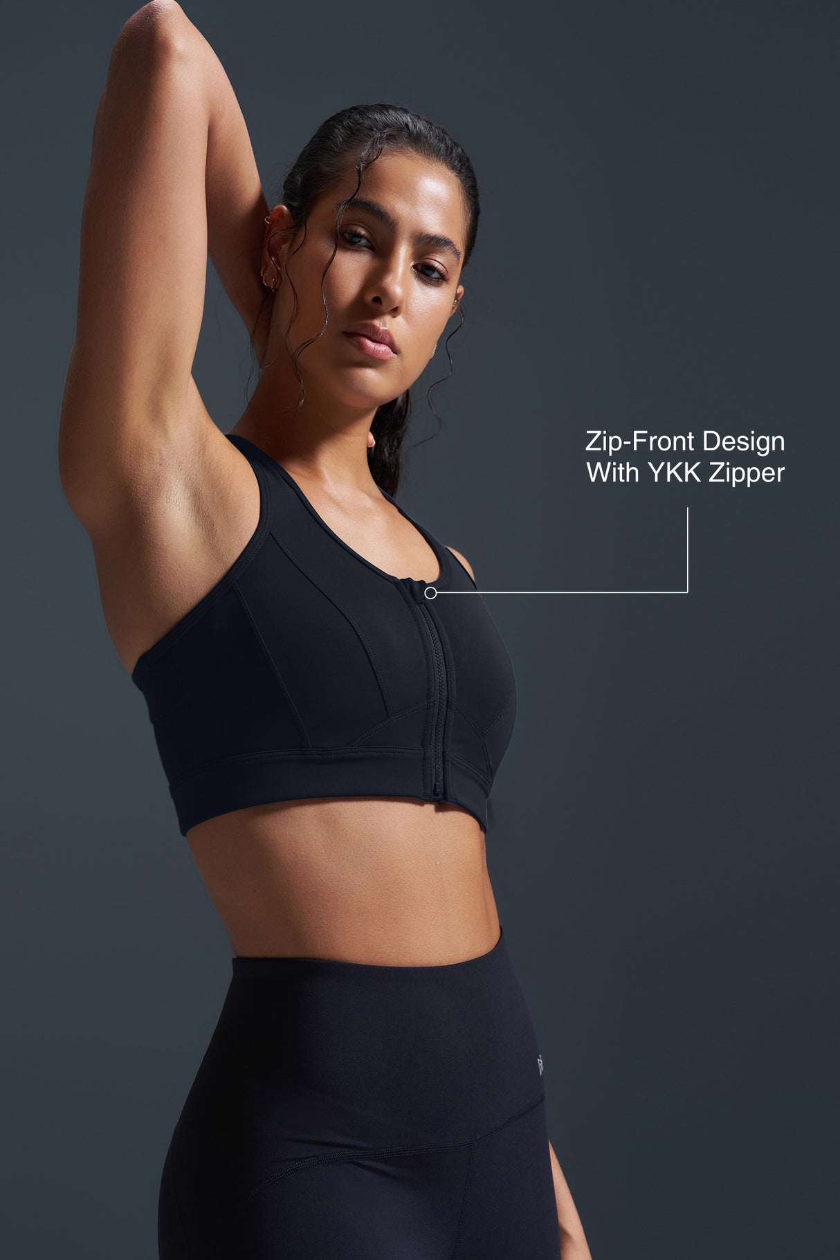 Enfold™ Zip Front Breathable Racerback High Impact Running Bra | Women's High Support Sports Bra