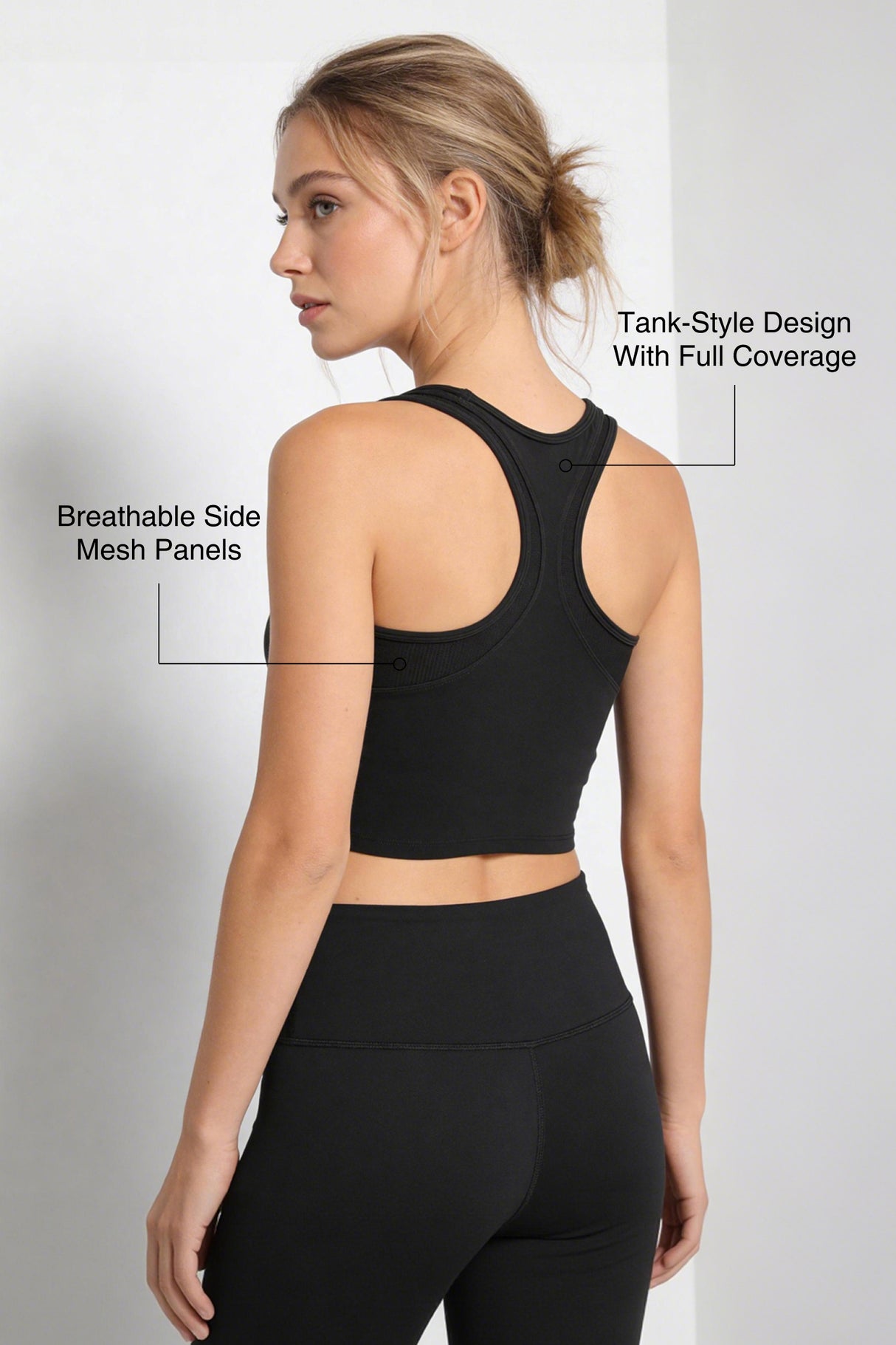 Anywhere™ Full-Coverage Fixed Pads Mesh Longline Yoga Bra | Women's Sports Tank