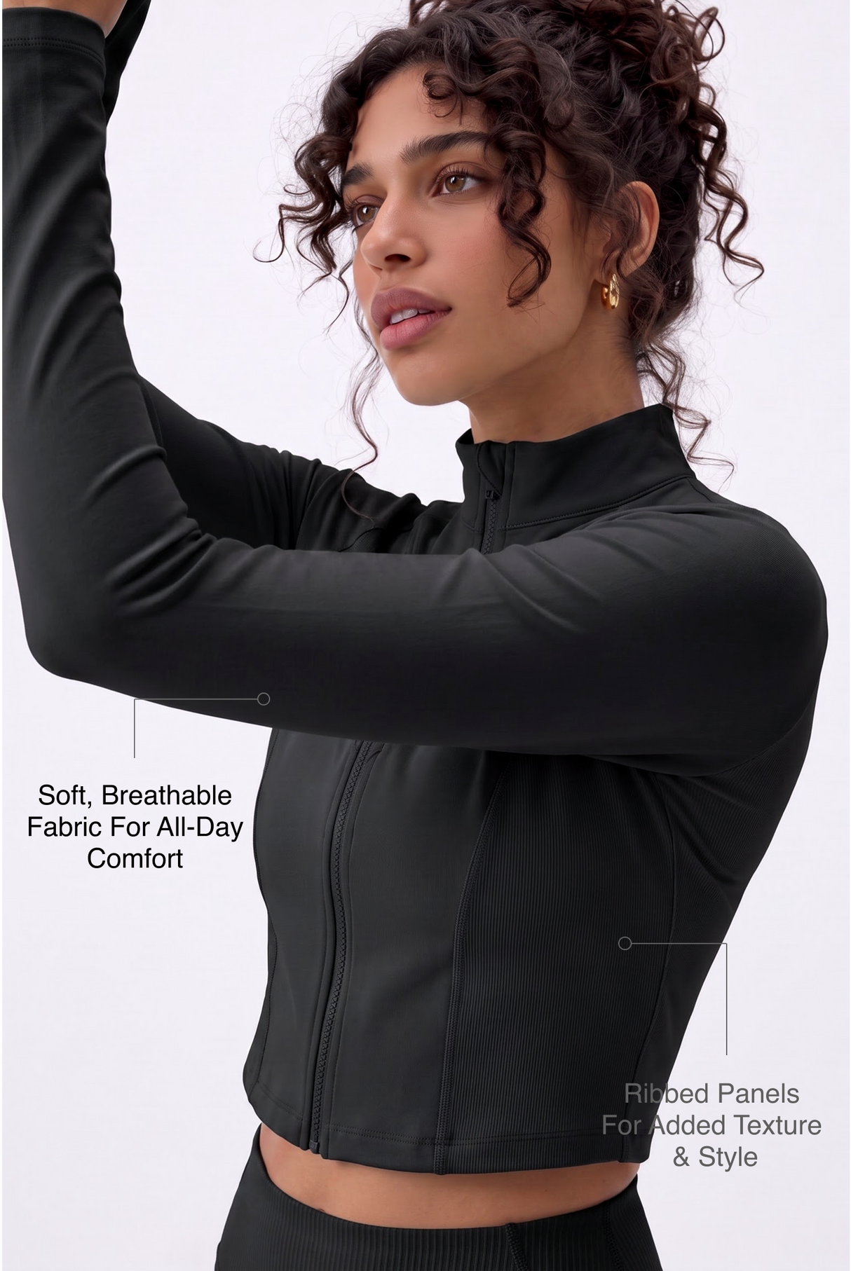 Anywhere™ Cropped Mock Neck Zip-Up Jacket | Women's Light Support Jackets