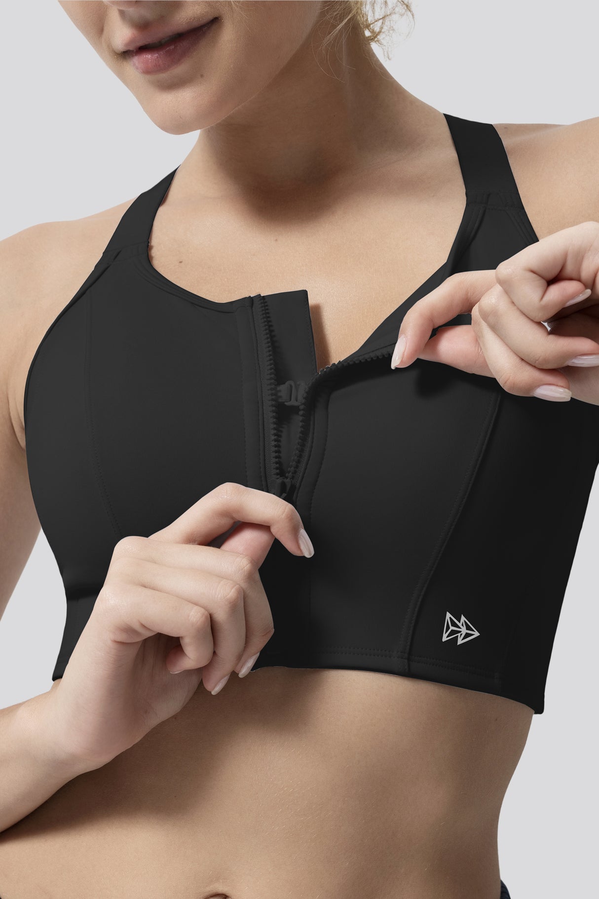 Justerbar sport-bh med Power Zip och framsida | Sport-bh med högt stöd för kvinnor