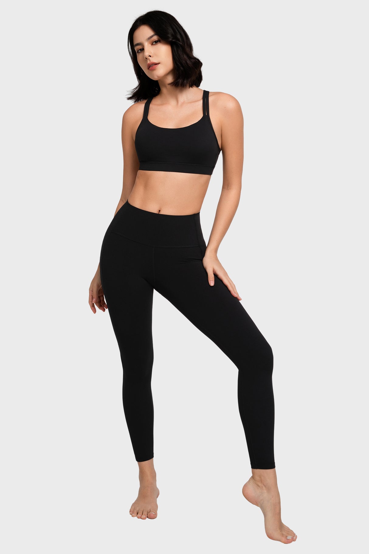 Reggiseno yoga imbottito con scollo a barchetta e doppie spalline | Reggiseno sportivo con supporto leggero da donna