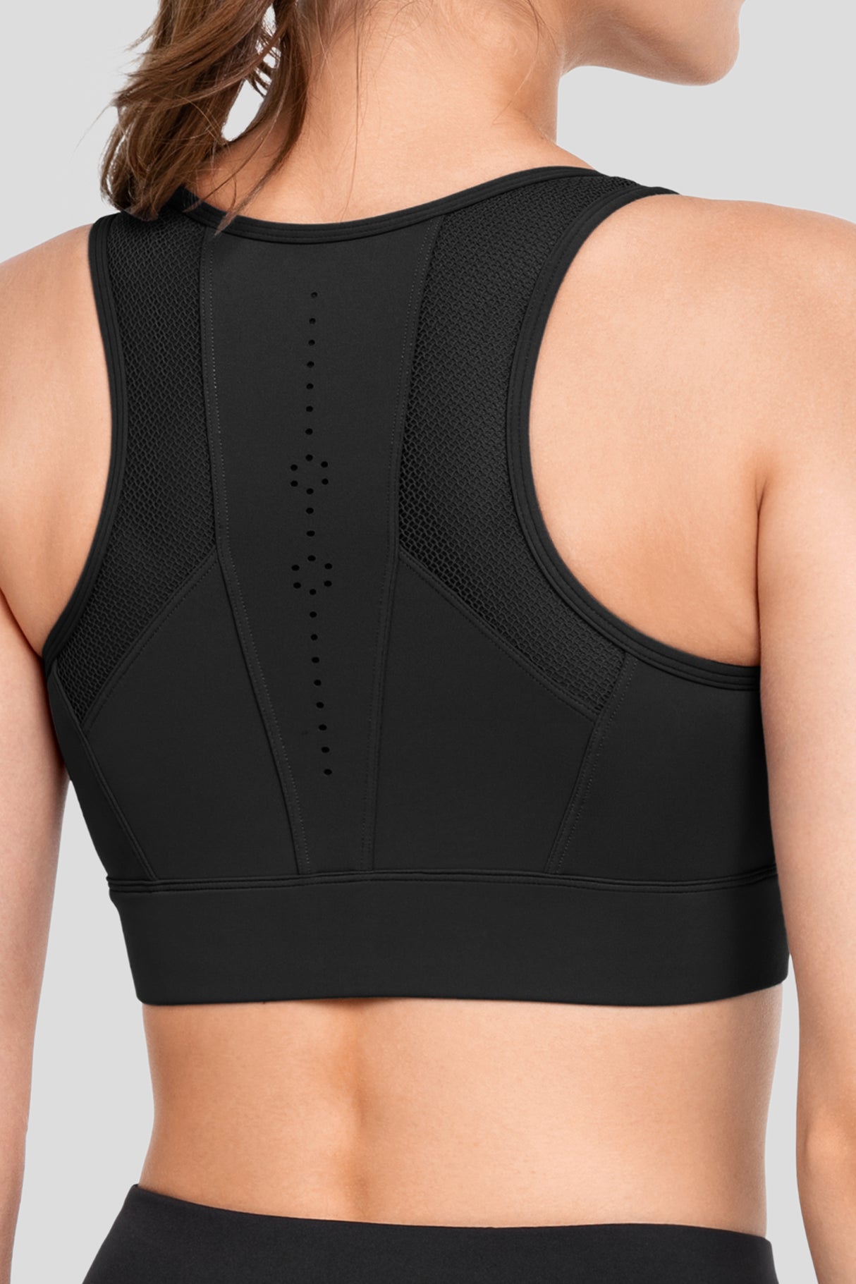 Reggiseno da corsa imbottito traspirante perforato con cerniera frontale Echo | Reggiseno sportivo ad alto sostegno da donna