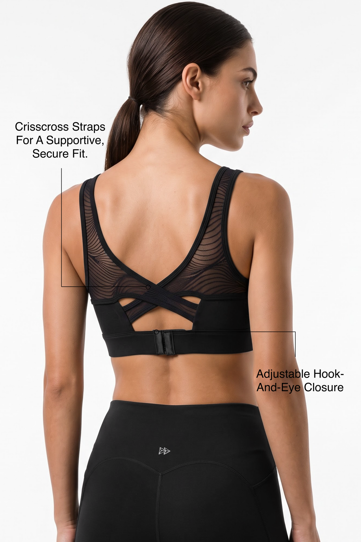 Power™ Yvette High-Support Sculpted Cup Sports Bra with Leaf-Pattern Mesh Back | High-Impact Bounce Control Without Flattening for Running, HIIT & Training