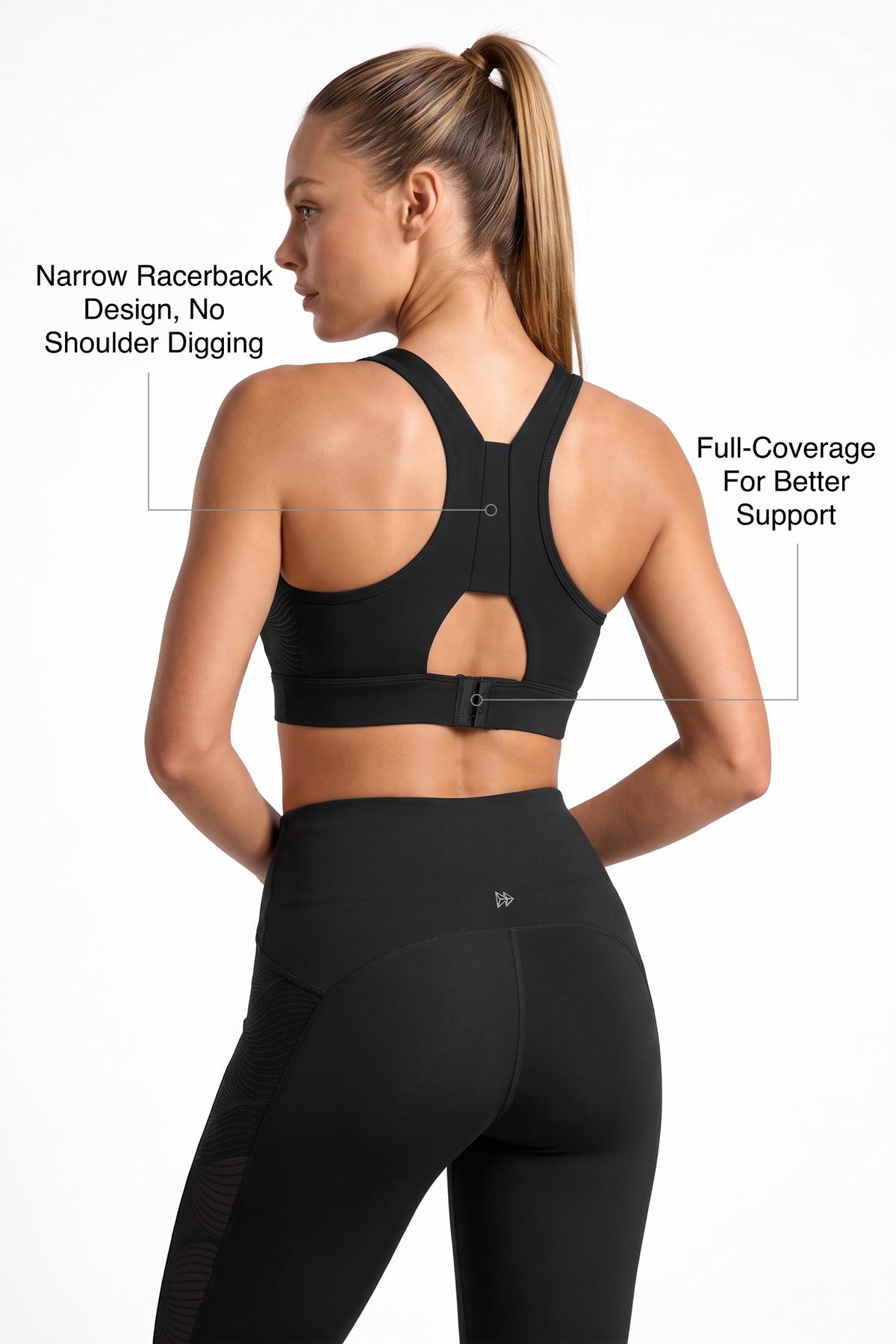 Power™ V-Neck High-Support Racerback Sports Bra | Women's High Support Sports Bra Best For Yoga, HIIT