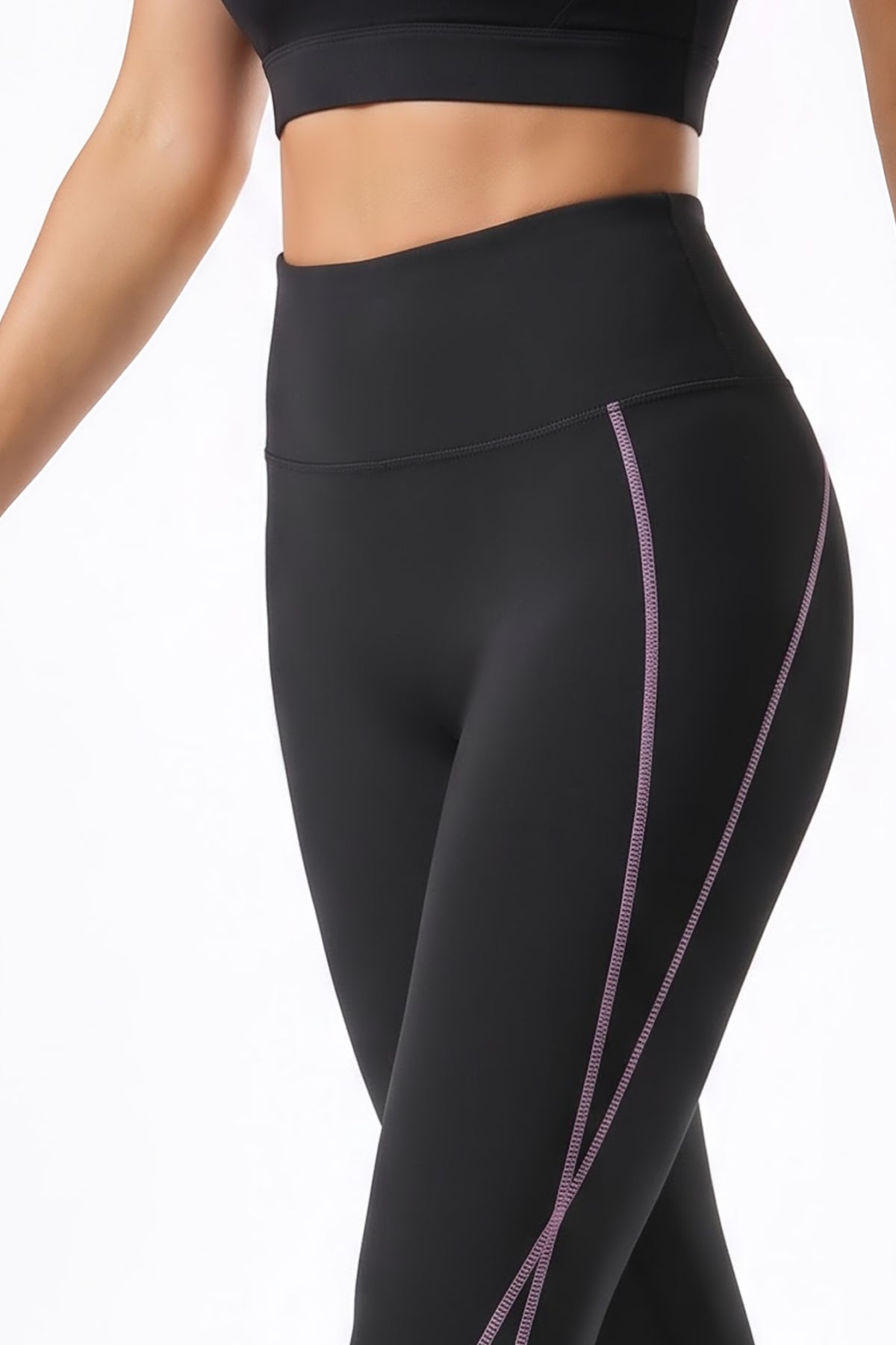 Power™ Contrast Stitch No Front Seam Sports Leggings | Women's High Support Leggings
