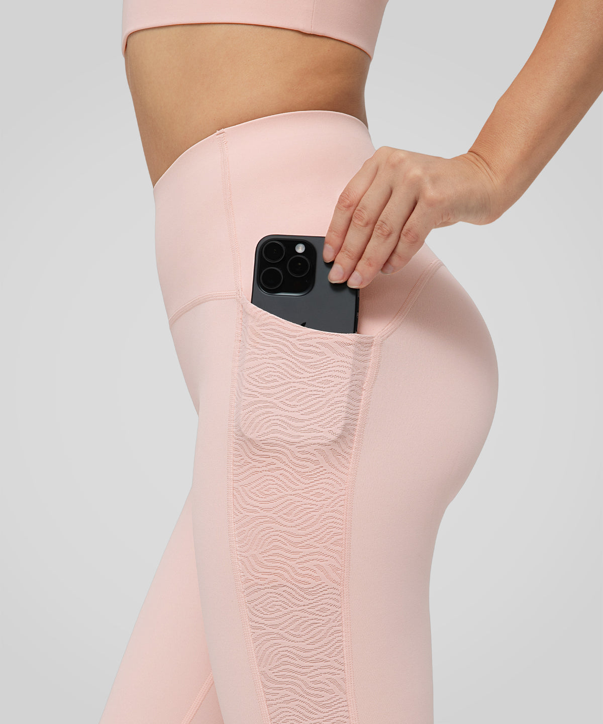 Atmungsaktive Leggings mit seitlichem Mesh-Logo-Print, 25 Zoll | Leicht stützende Leggings für Damen