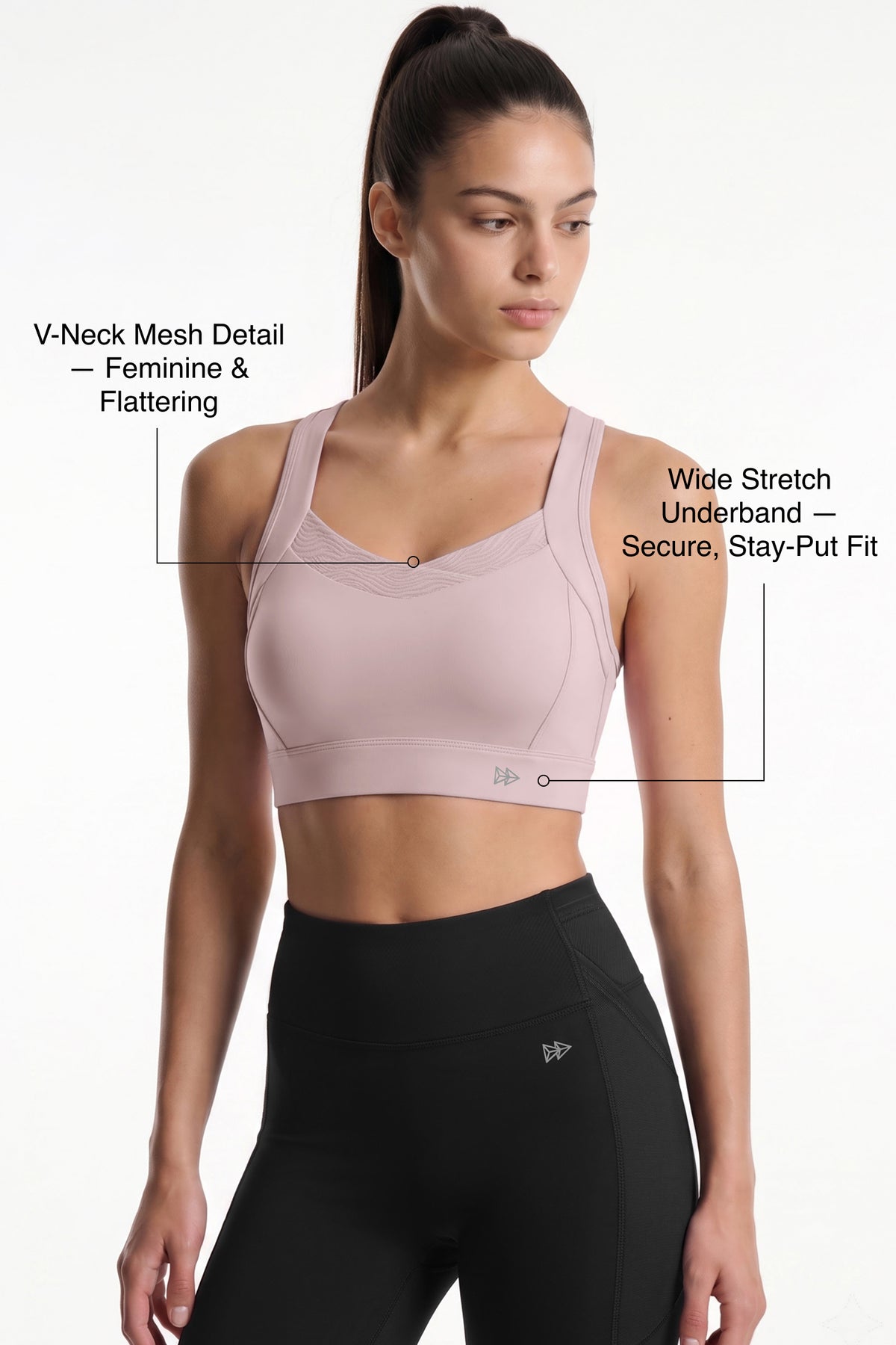 Power™ V-Neck Keyhole Back High Support Sports Bra | High-Impact Bounce Control Without Flattening for Running, HIIT & Training