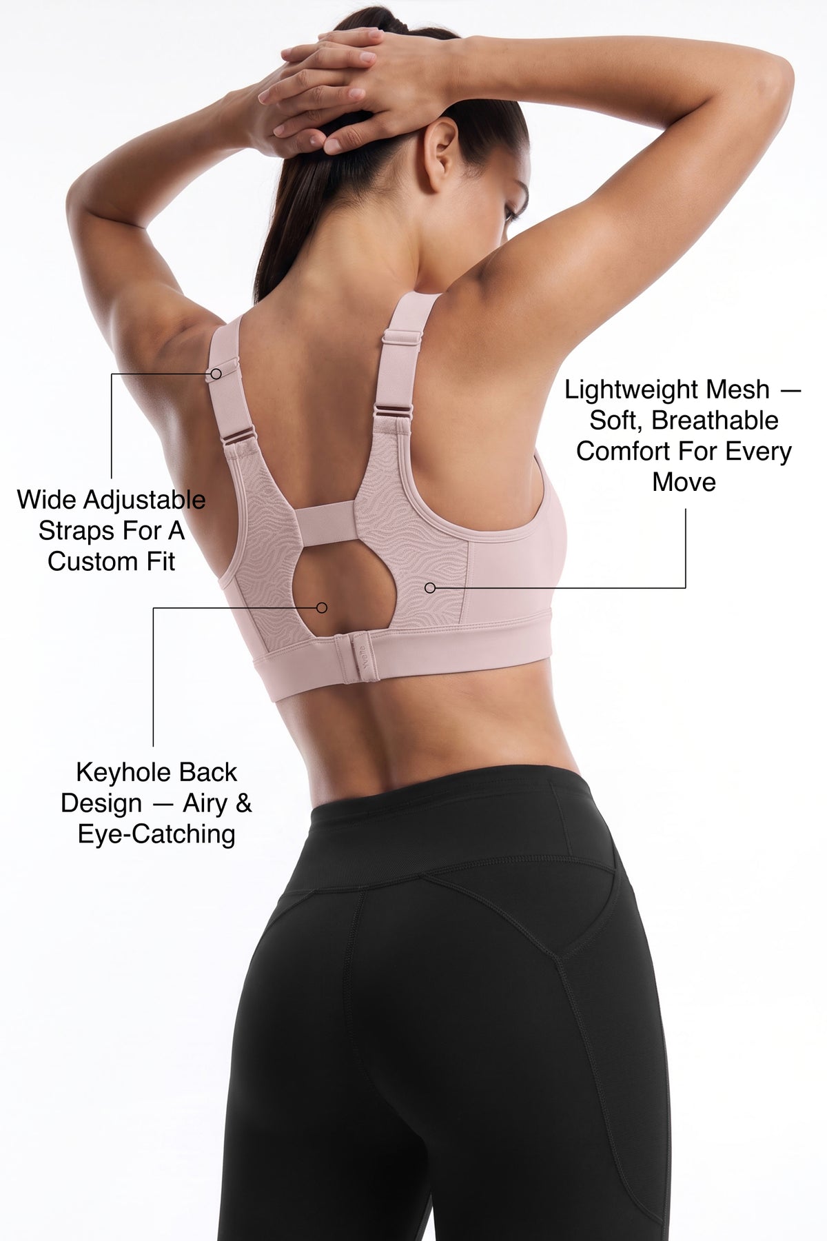 Power™ V-Neck Keyhole Back High Support Sports Bra | High-Impact Bounce Control Without Flattening for Running, HIIT & Training