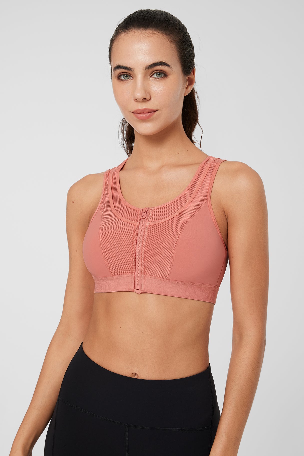 Reggiseno da corsa imbottito Enfold Zip Mesh Racerback | Reggiseno sportivo ad alto sostegno da donna
