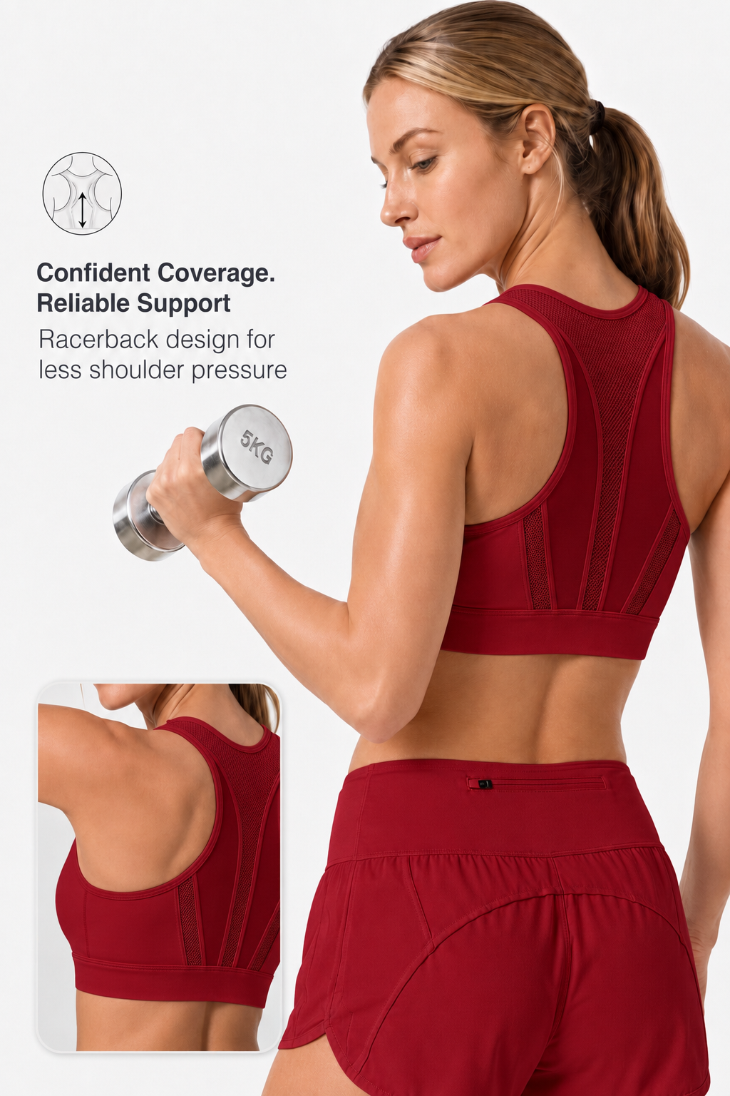 Reggiseno da corsa imbottito Enfold Zip Mesh | Reggiseno sportivo ad alto sostegno da donna
