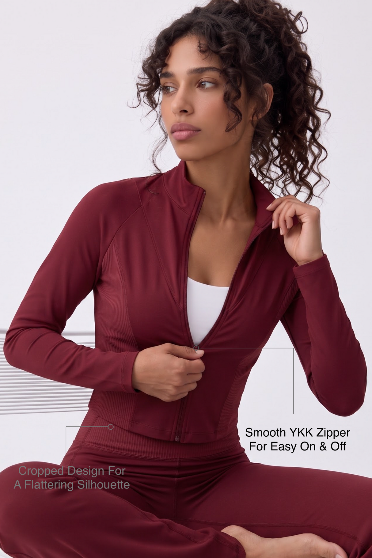 Anywhere™ Cropped Mock Neck Zip-Up Jacket | Women's Light Support Jackets