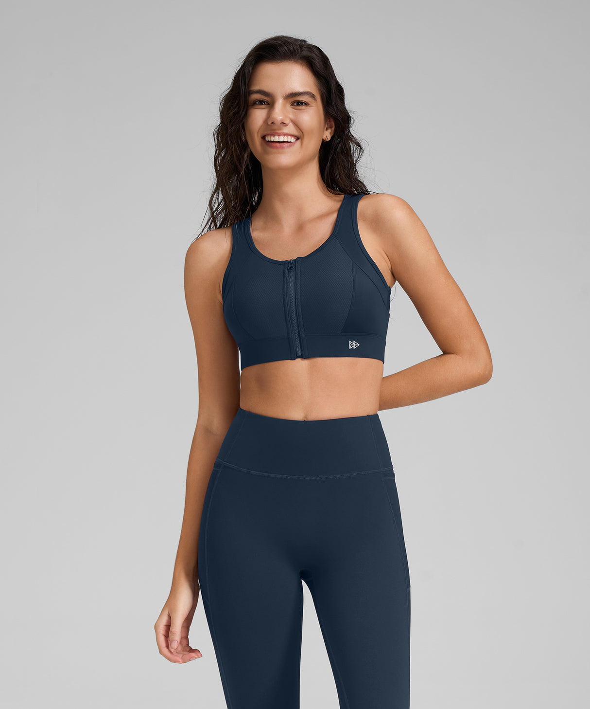 Power Cutout Racerback Zip Front Running Bra | Women's High Support Sports Bra