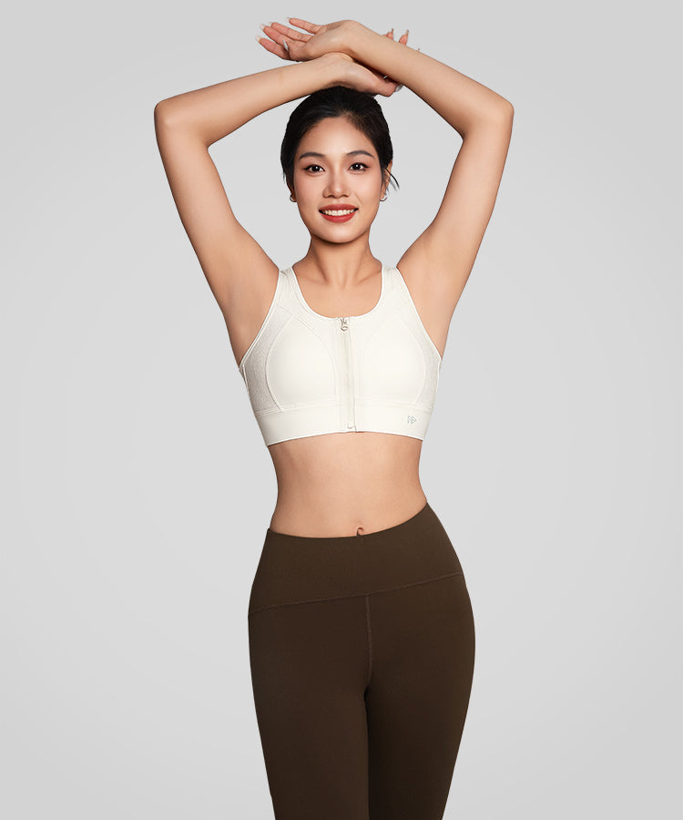 Sujetador deportivo acolchado y transpirable con empalme de malla Echo | Sujetador deportivo de alta sujeción para mujer