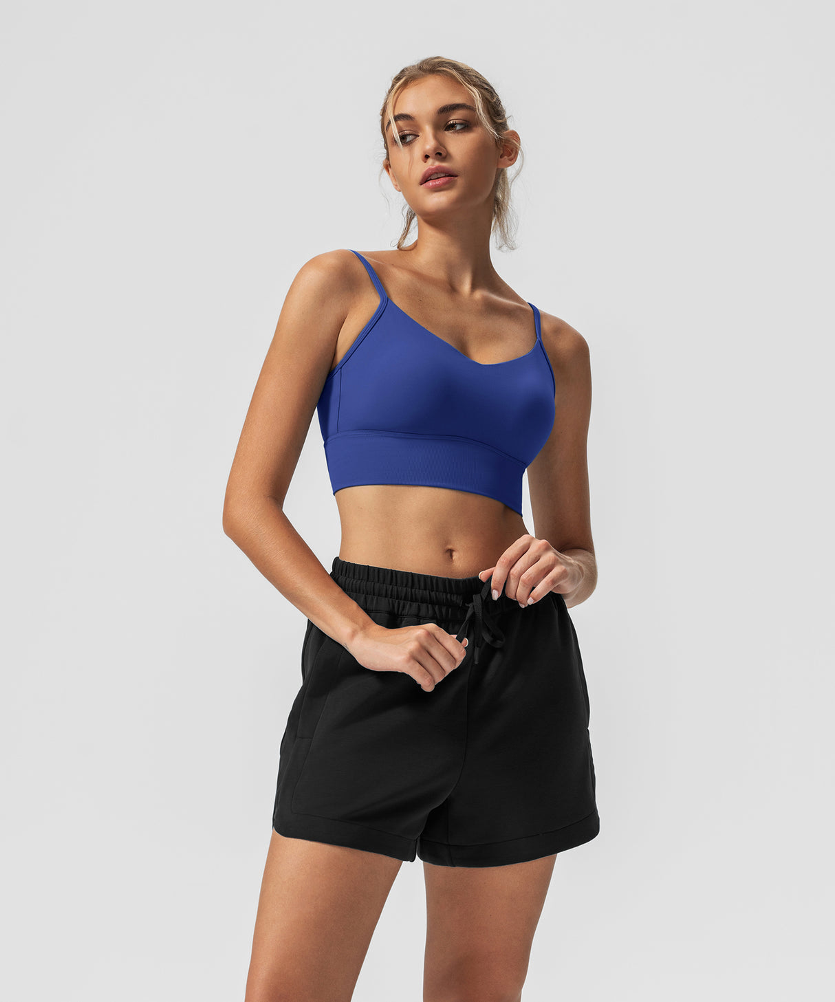 Echo V-Neck Ribbed Padded Yoga Bra | Women's Light Support Sports Bra