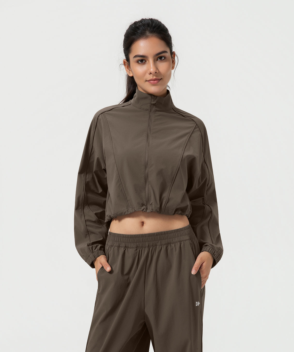 Anywhere Kurzer Stehkragen Mode Freizeitjacke | Damen Sportjacke