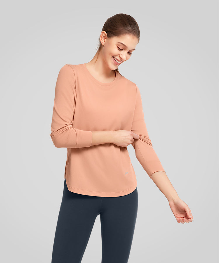 T-shirt tinta unita con spacchi laterali Anywhere | T-shirt a maniche lunghe da donna T-shirt tinta unita con spacchi laterali Anywhere | T-shirt a maniche lunghe da donna
