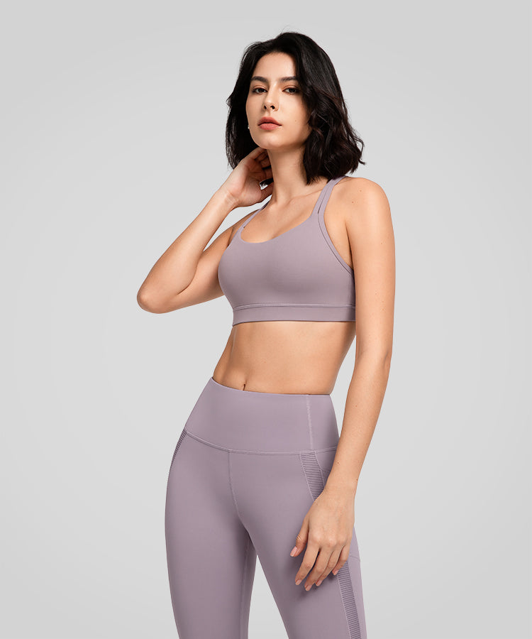 Shift Scoop Neckline Double Straps Padded Yoga Bra | Women's Light Support Sports Bra