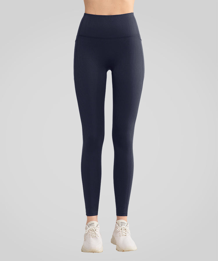 Leggings de yoga con estampado de rayas suaves Shift de 63 cm | Leggings deportivos de sujeción ligera para mujer