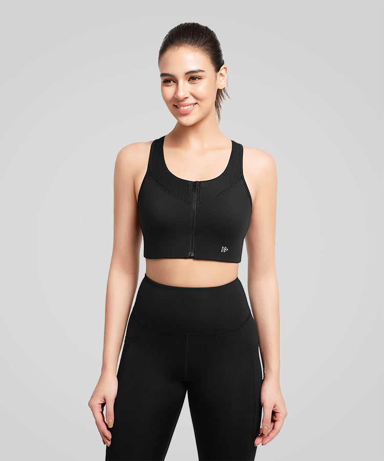 Power Waffle Mesh Breathable Running Bra | Women's High Support Sports Bra