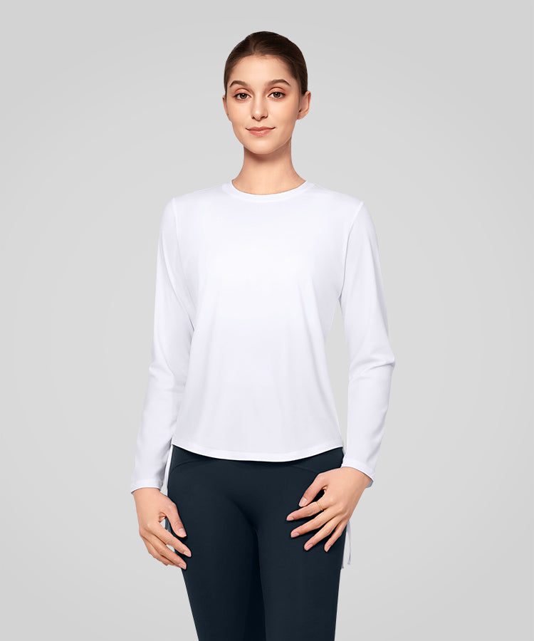T-shirt med dragsko och enfärgad färg överallt | Långärmad T-shirt för kvinnor T-shirt med dragsko och enfärgad färg överallt | Långärmad T-shirt för kvinnor